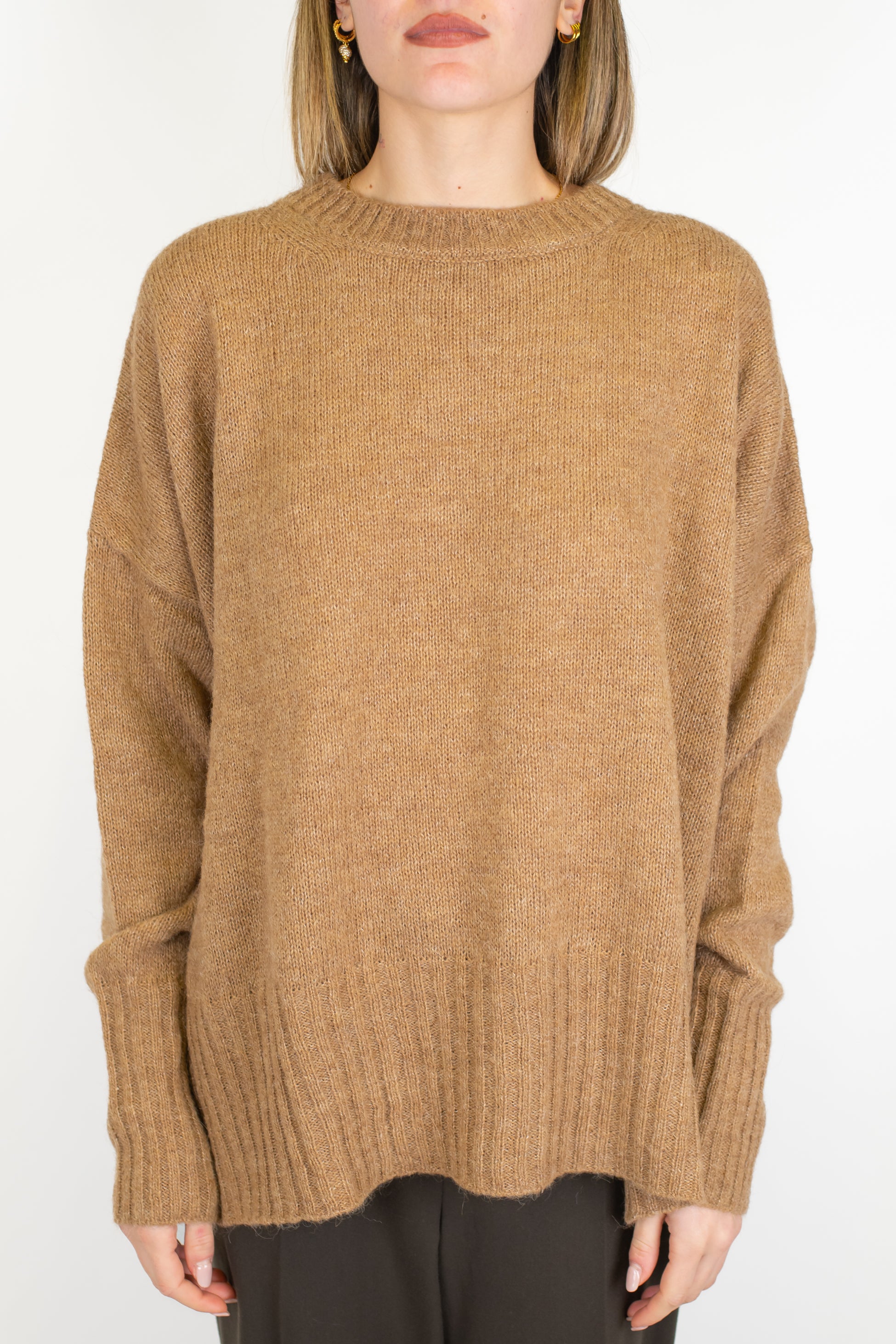 Tensione in - Maglia girocollo over in misto lana