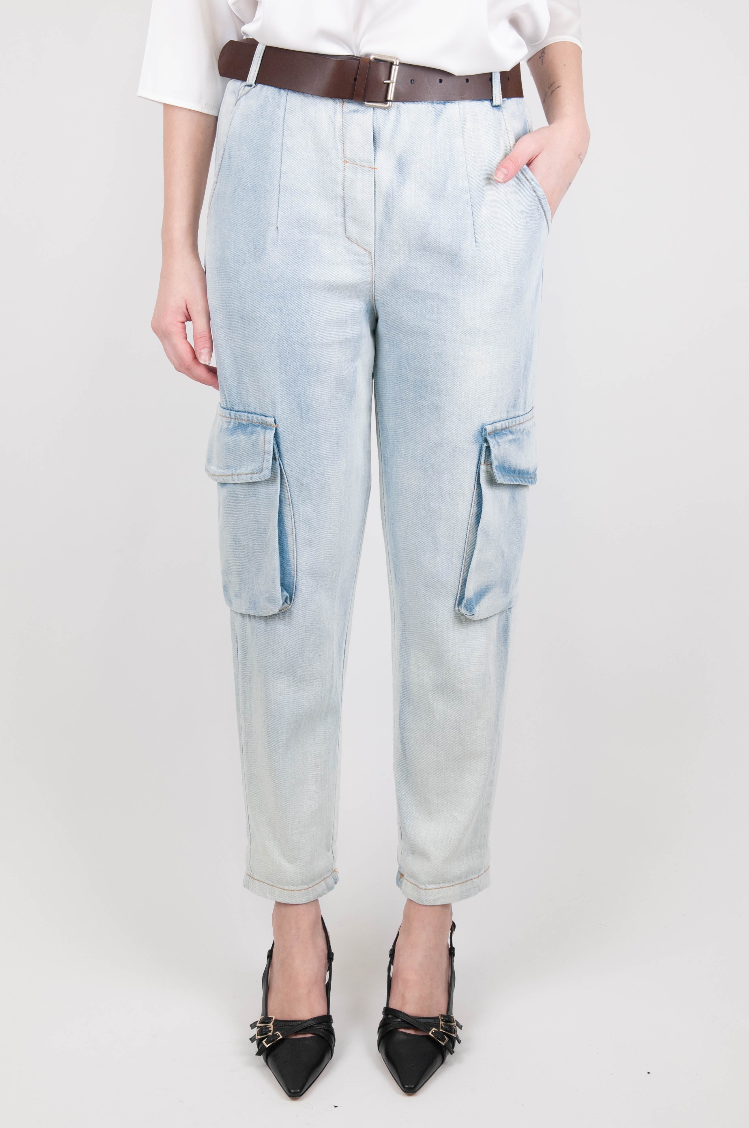 Motel - Light wash cargo jeans