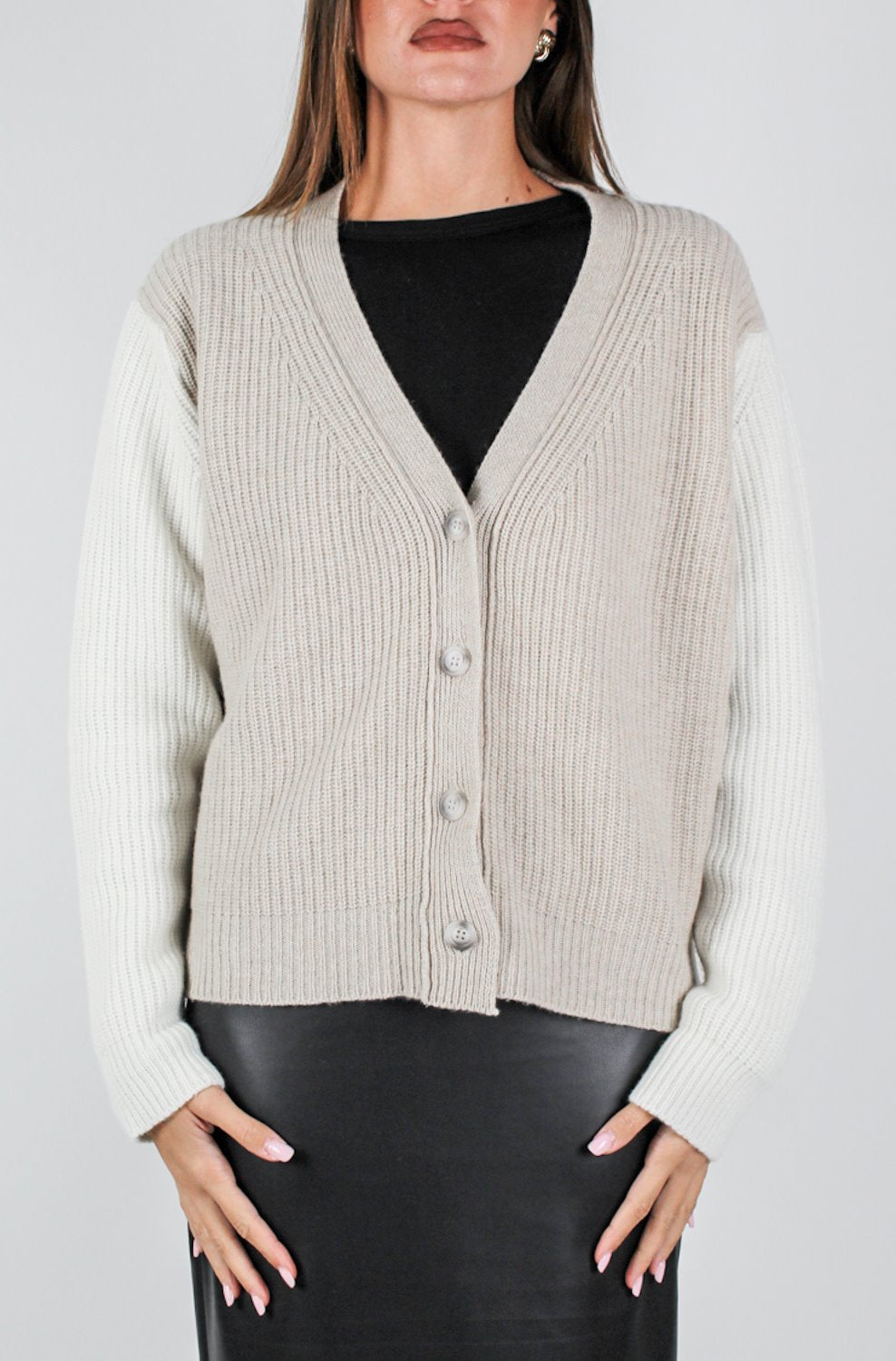 Maryley - Cardigan tramato in misto lana e cashmere