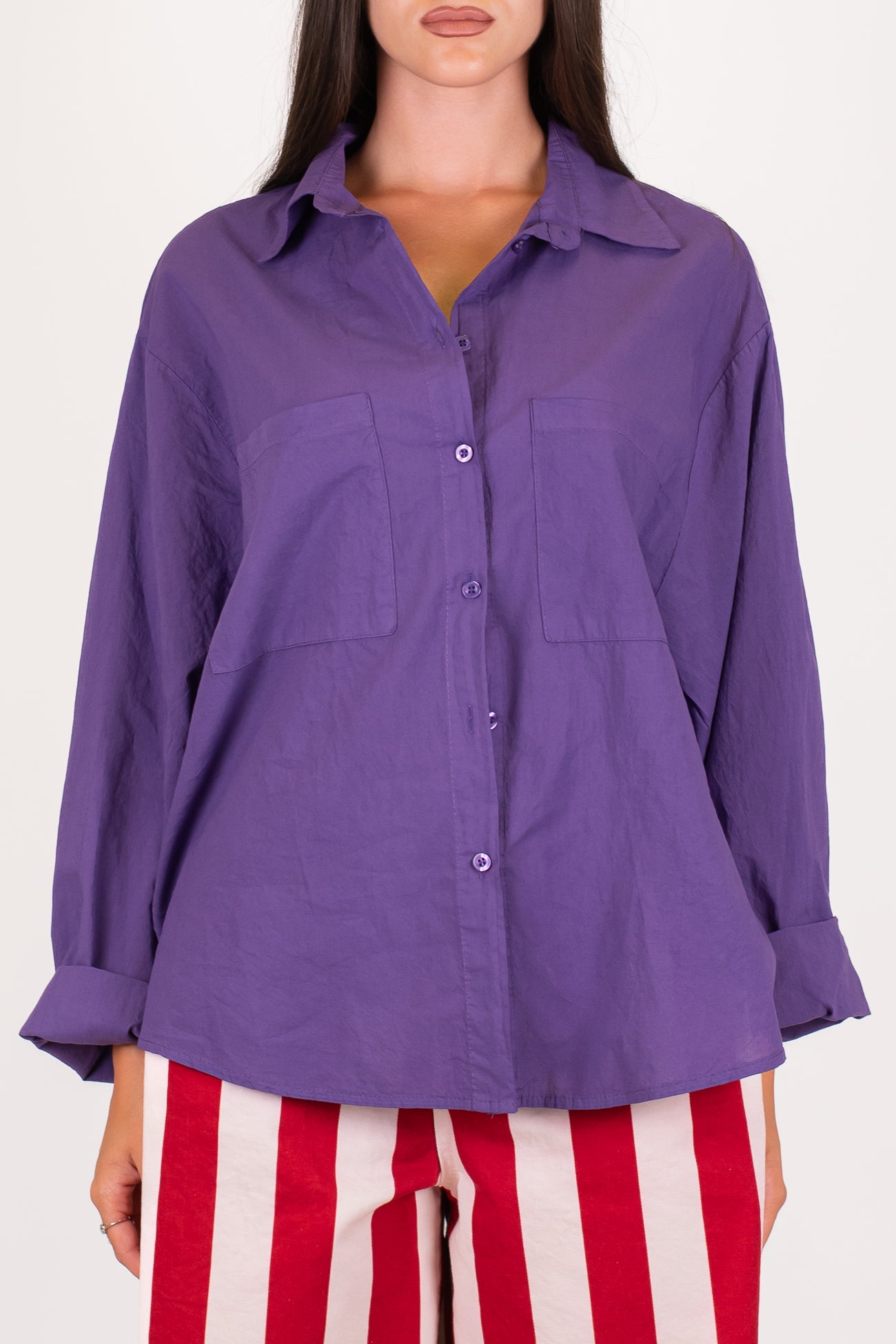 Haveone - Camicia in mussola di cotone con doppia tasca