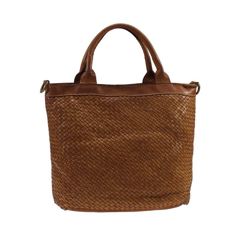Borsa media in pelle intrecciata