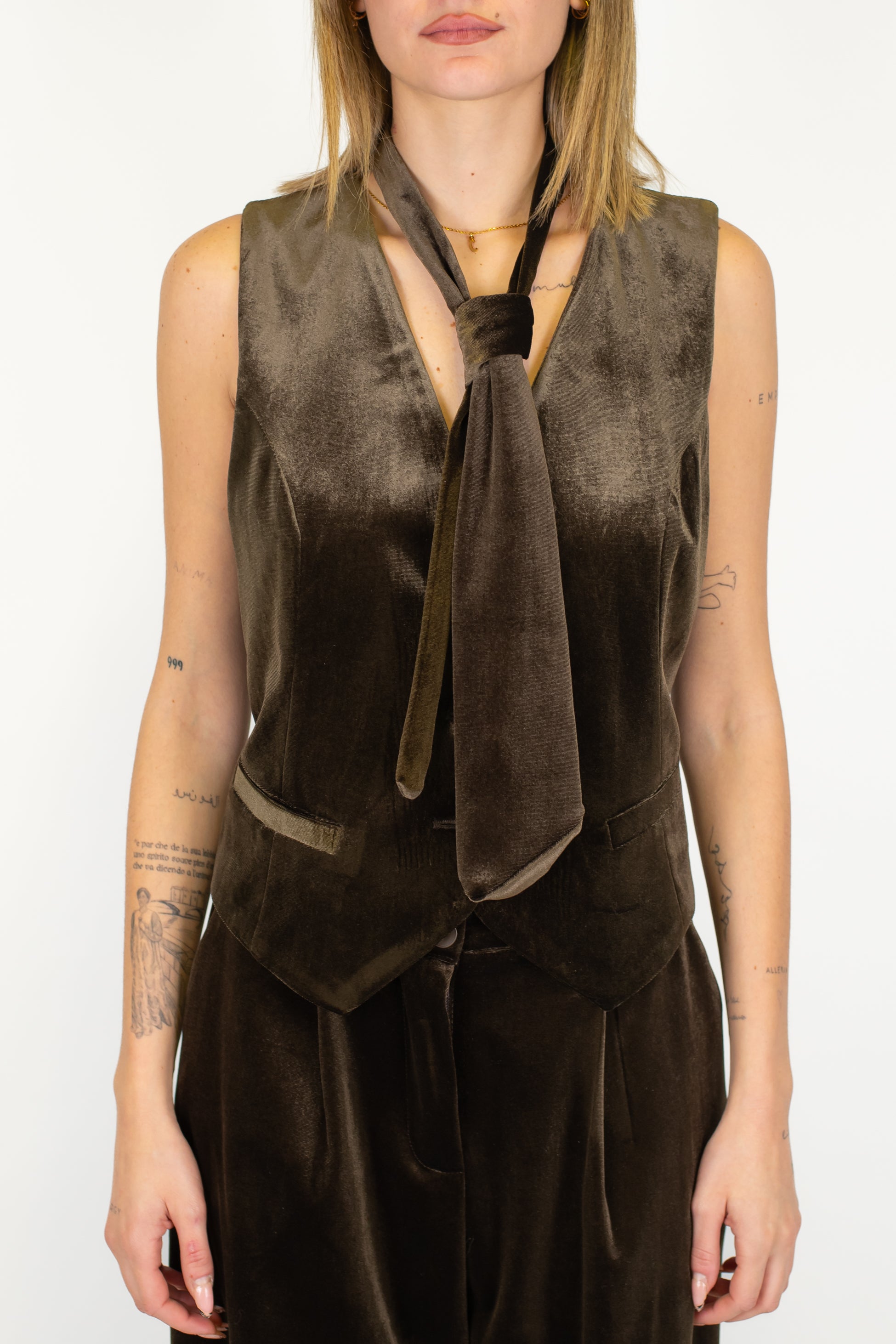 Dixie - Gilet in velluto con cravatta