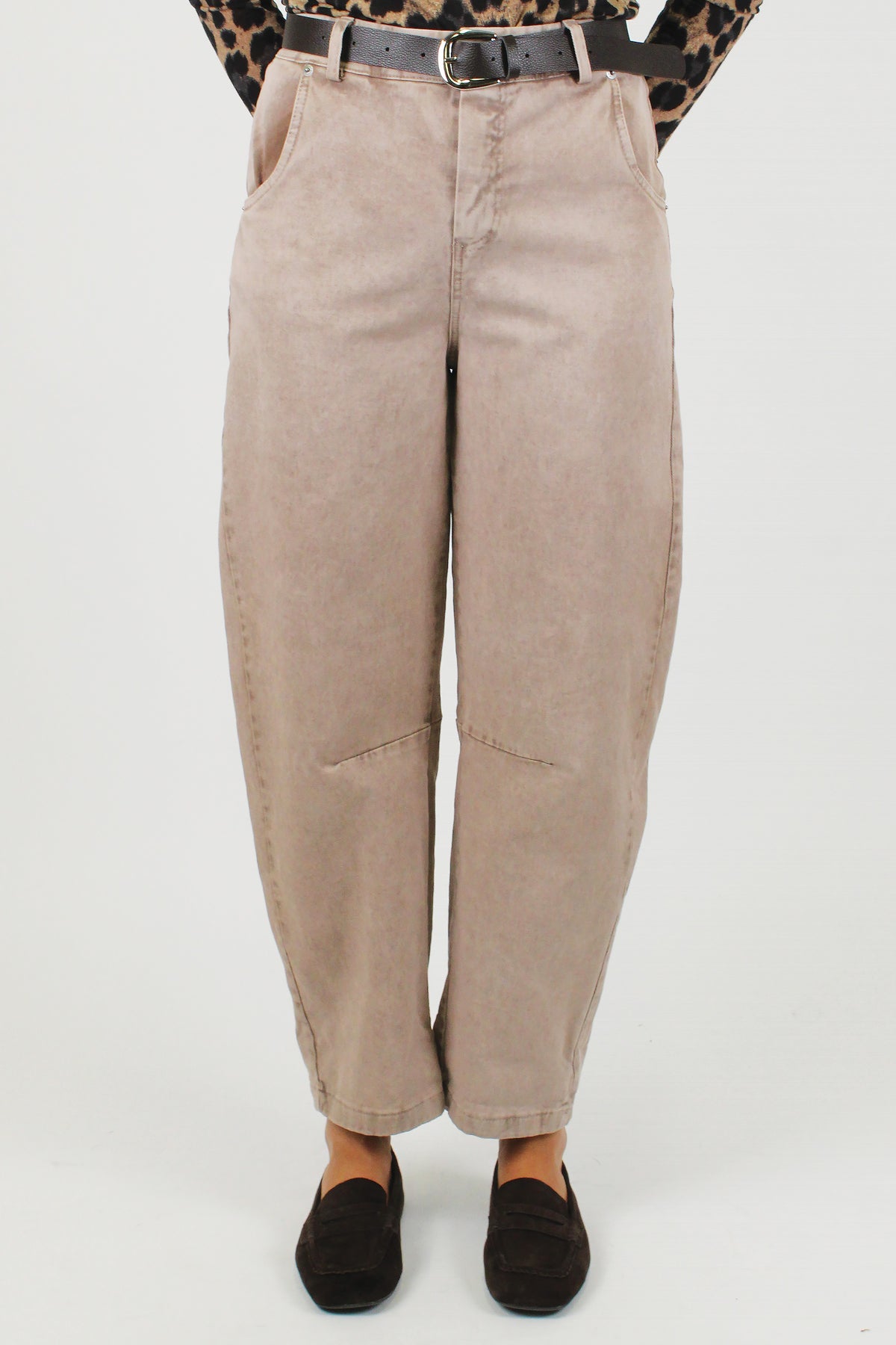 Haveone - Pantalone balloon in denim colorato con elastico sul retro