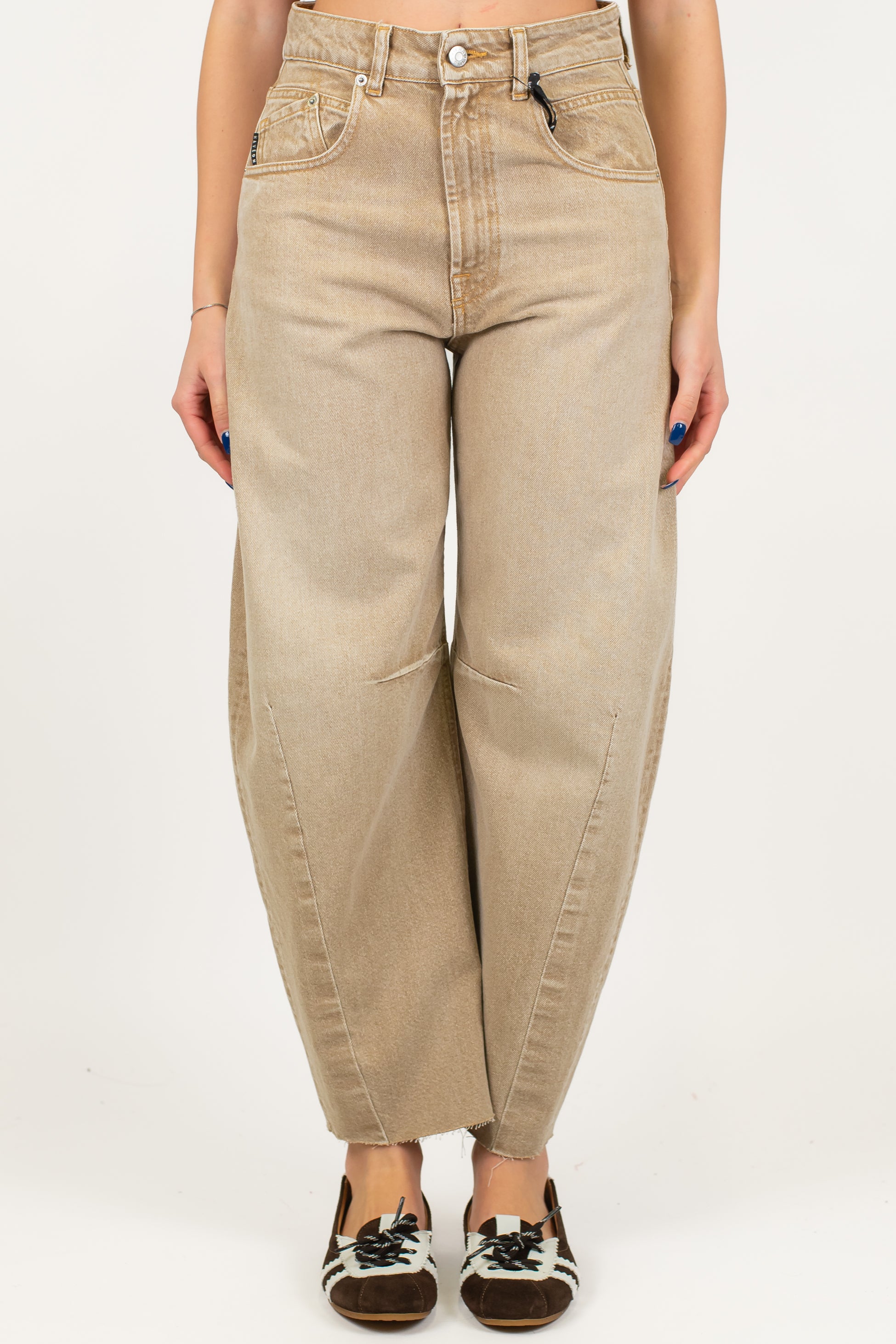 Haveone - Pantalone balloon in denim colorato modello Barbara