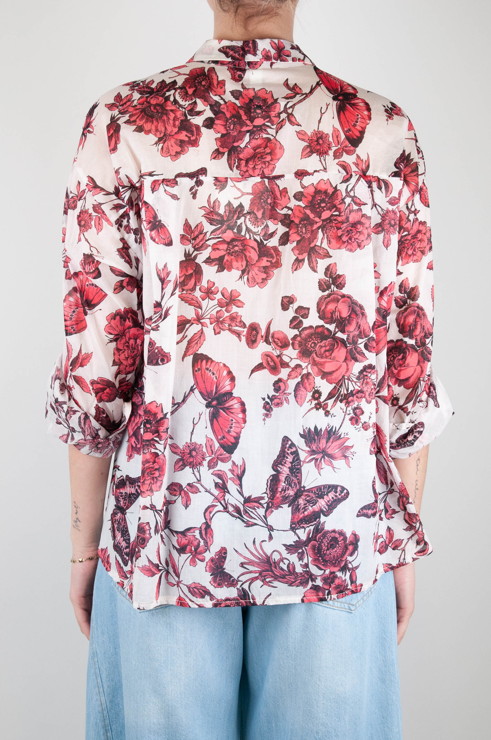 Tension in - Floral patterned shirt in cotton muslin