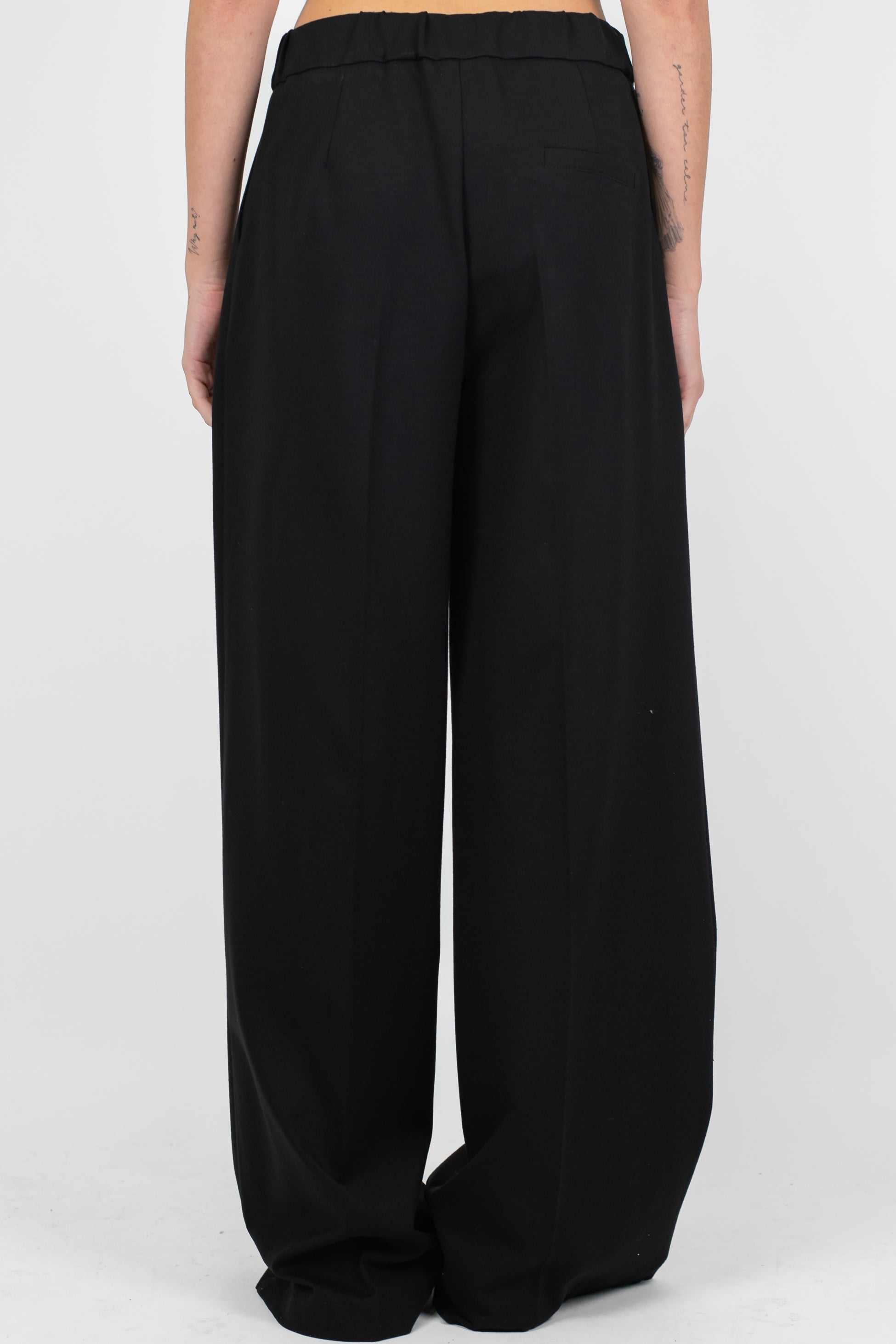 Maryley - Pantalone palazzo in punto milano con elastico sul retro