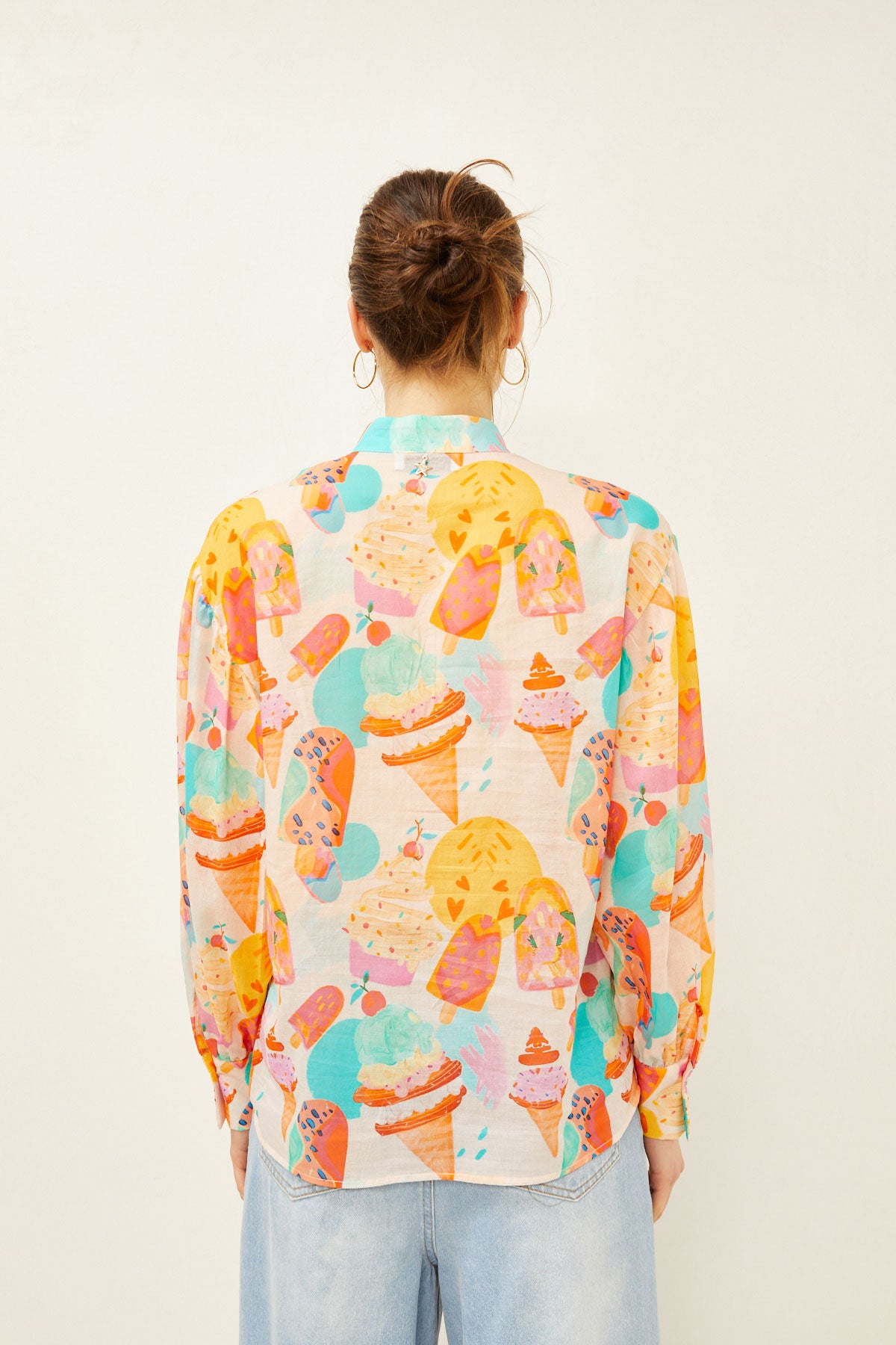 Souvenir - Ice cream patterned shirt in cotton muslin