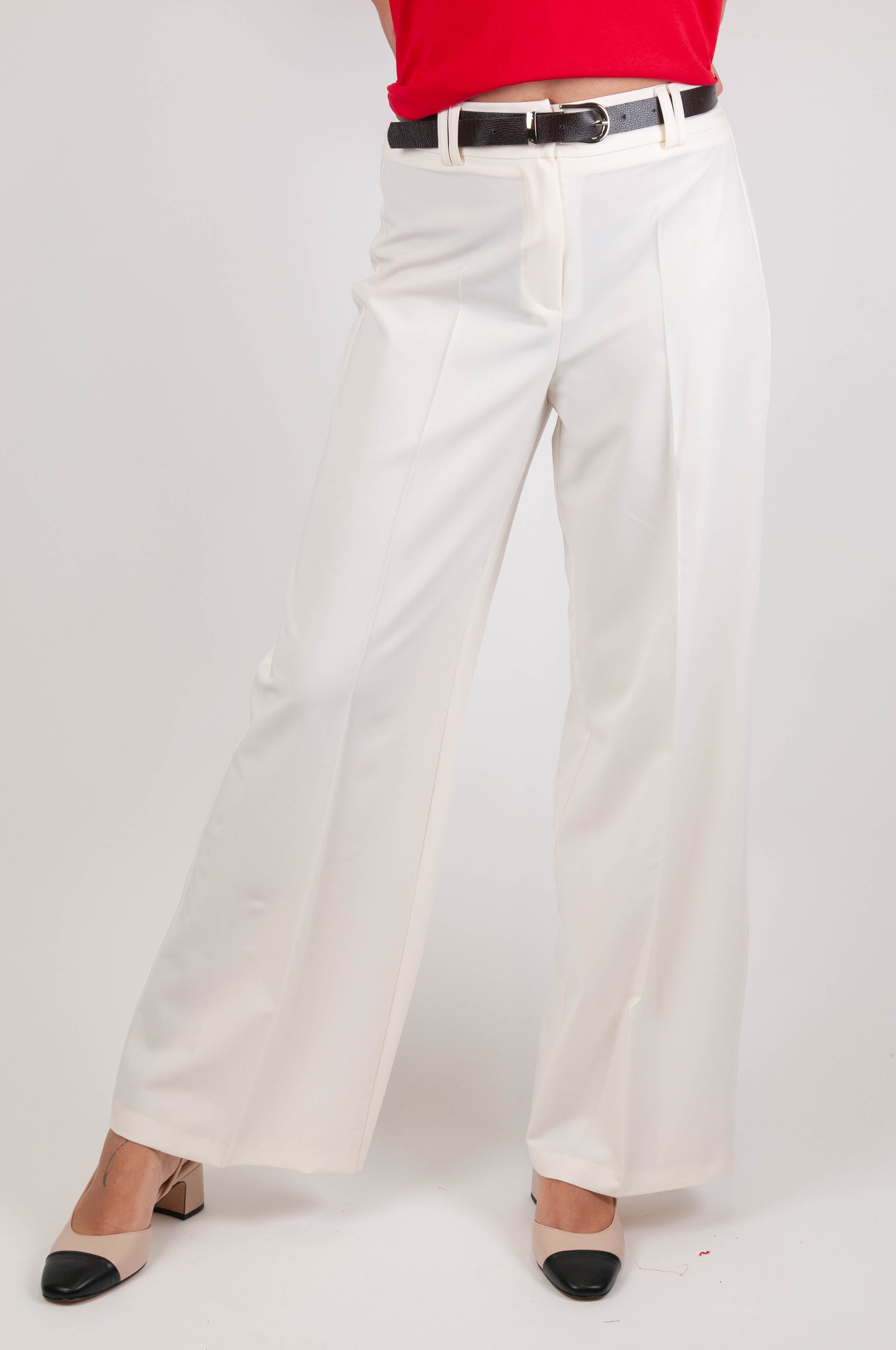 Haveone - Pantalone palazzo con piega stirata ed elastico dietro