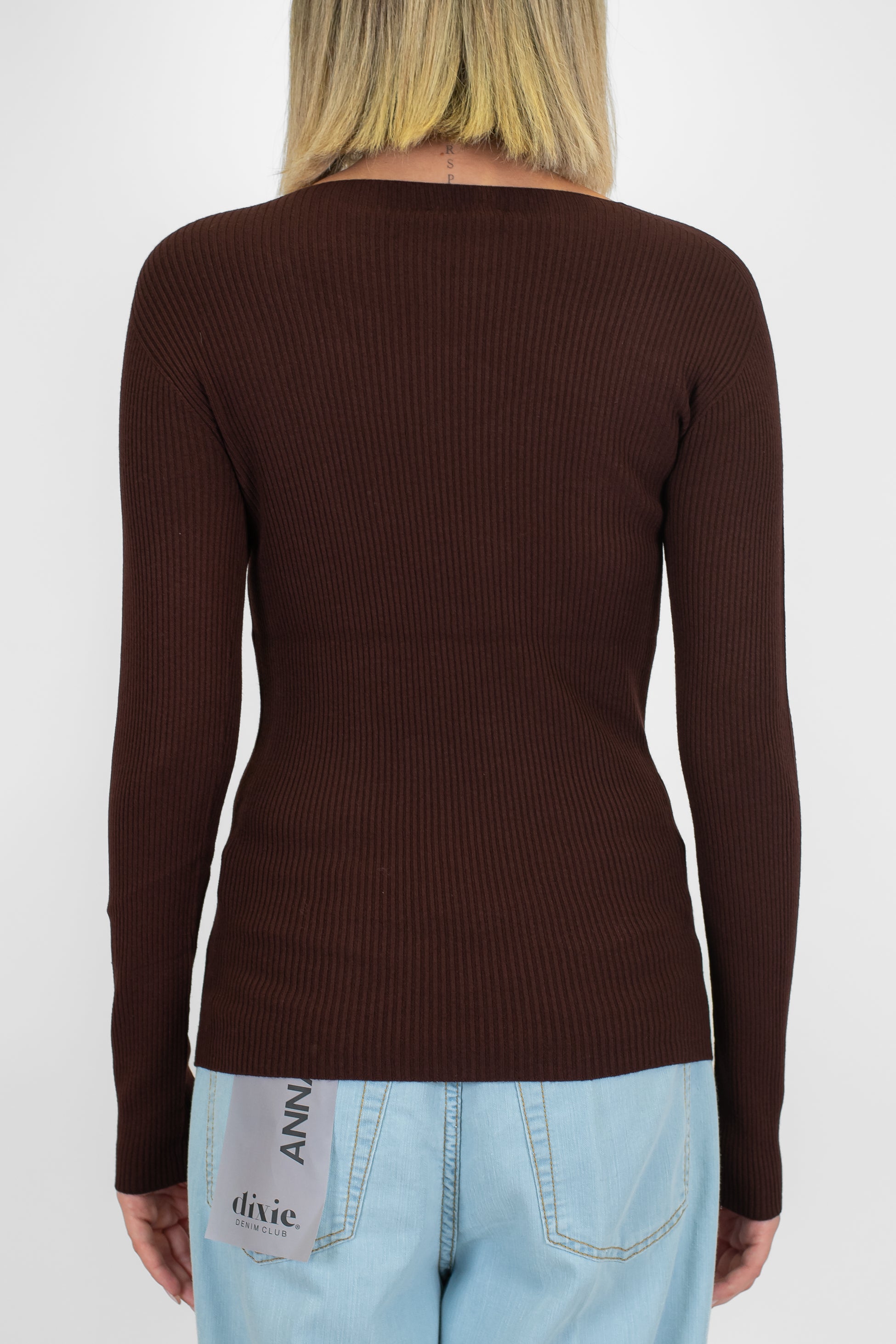 Kontatto - Maglia scollo a V a coste