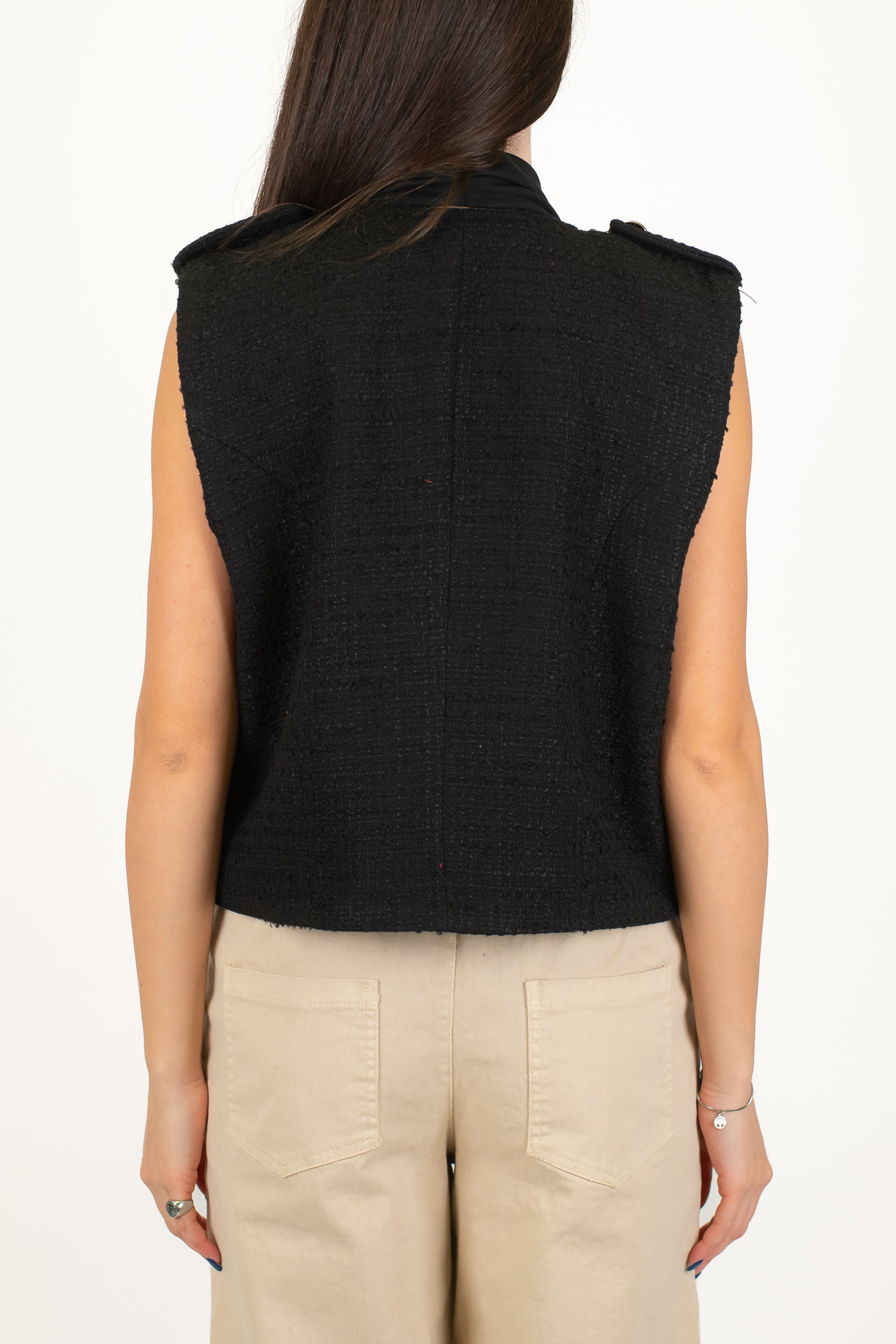 Tensione in - Gilet aperto in tweed modello napoleone