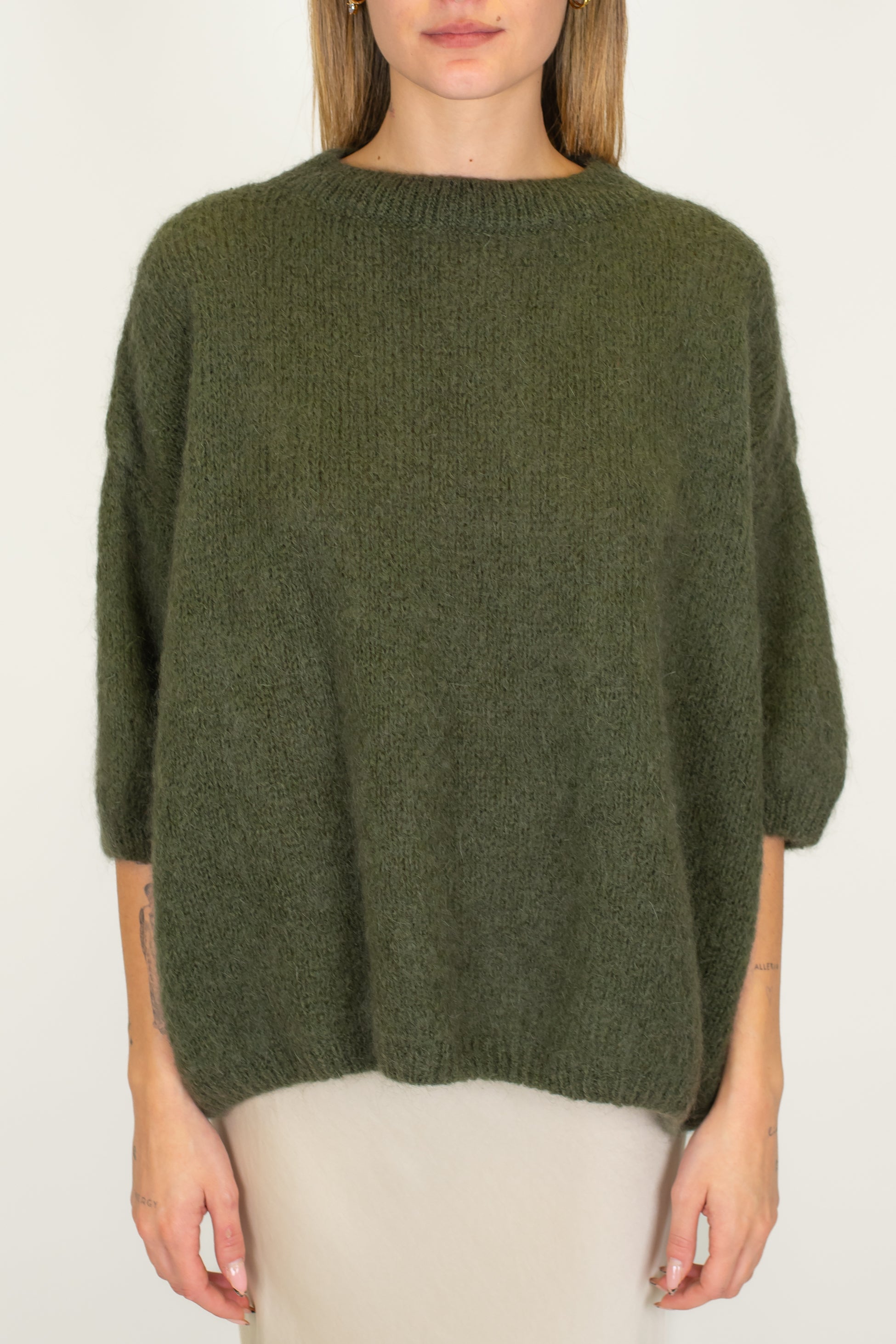 Dixie - Maglia over in misto lana con manica tre quarti