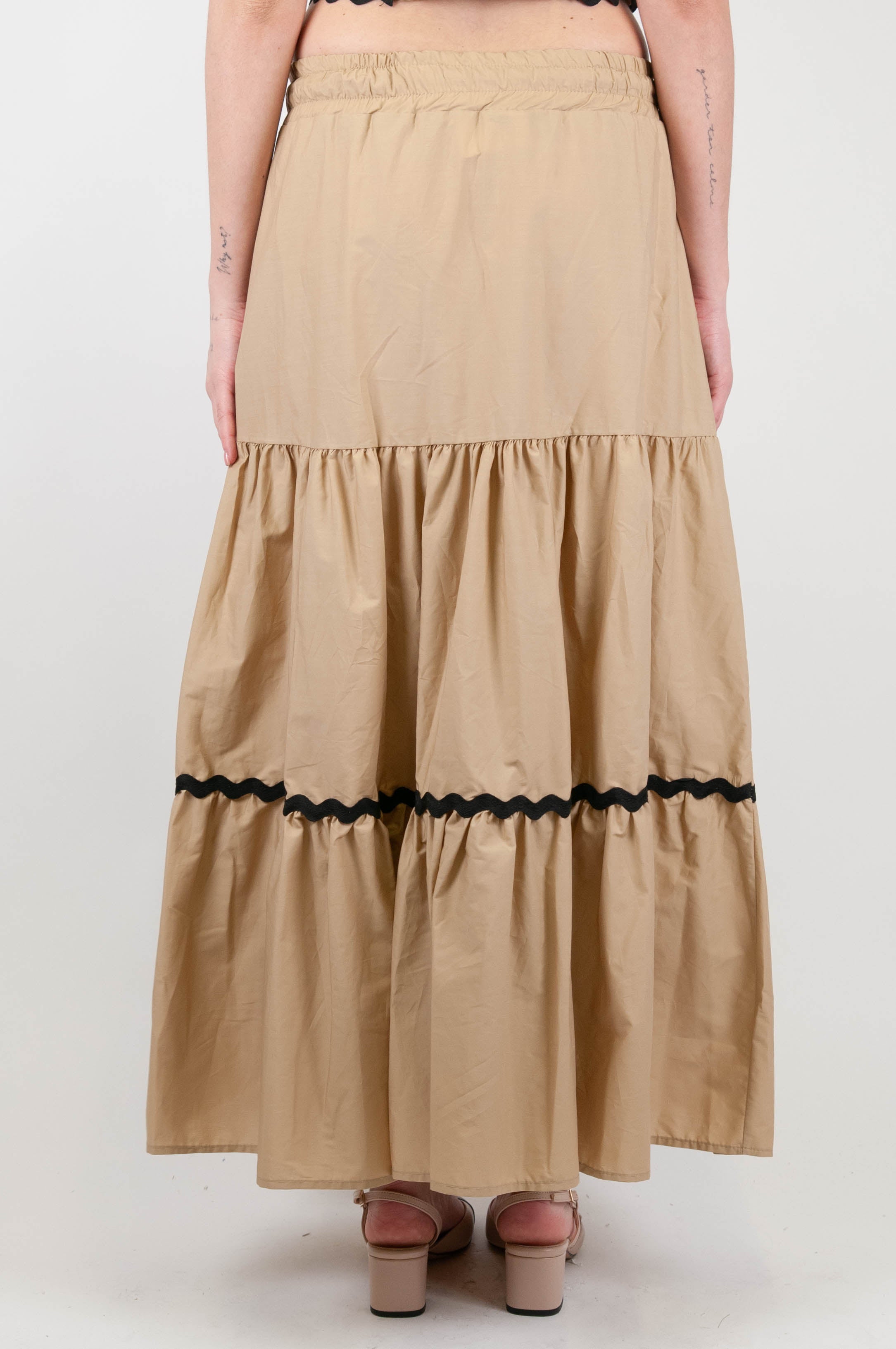 Tension in - Skirt with contrasting flounces and drawstring