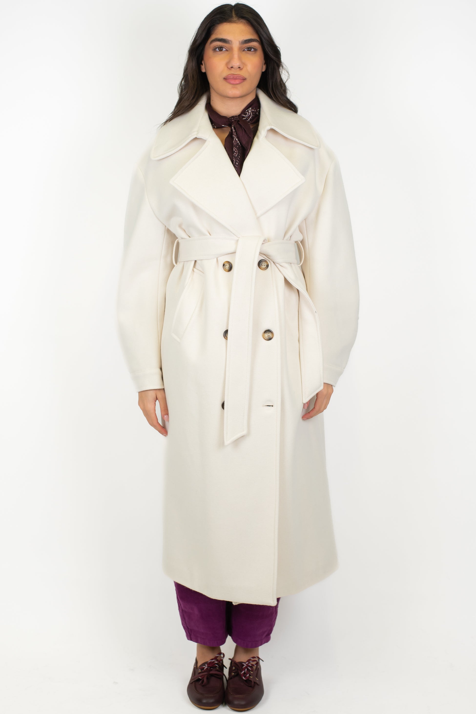 Dixie - Cappotto doppiopetto con cintura e maxi revers