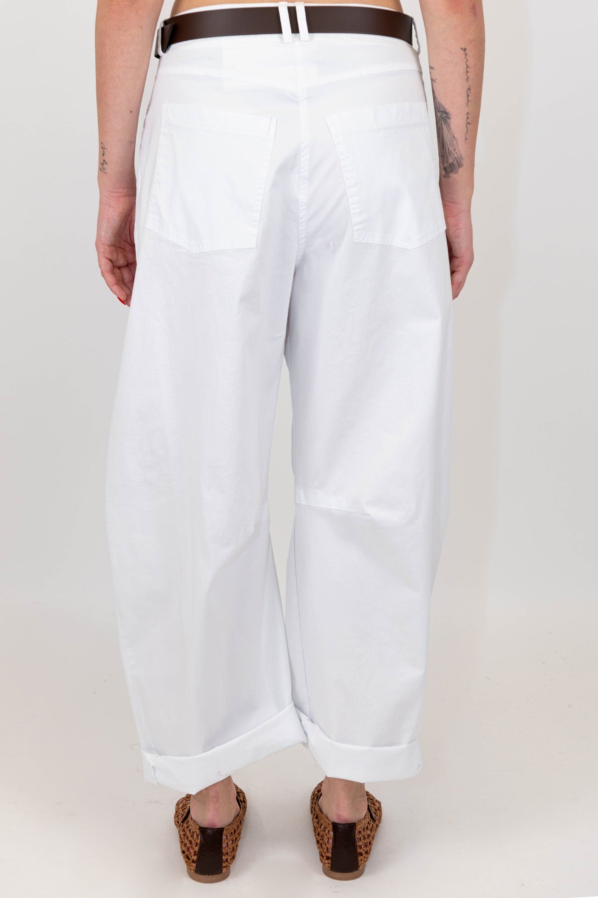 Haveone - Pantalone in viscosa modello balloon con risvolto sul fondo