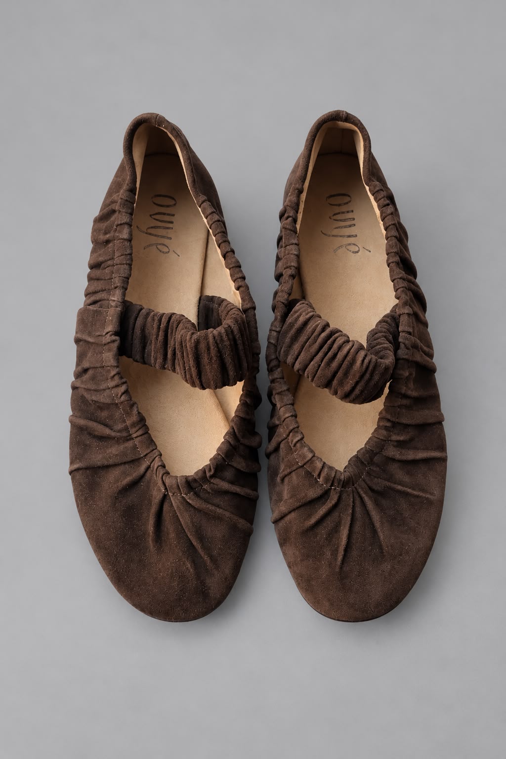 Ovyè - Ballerina in suede arricciata