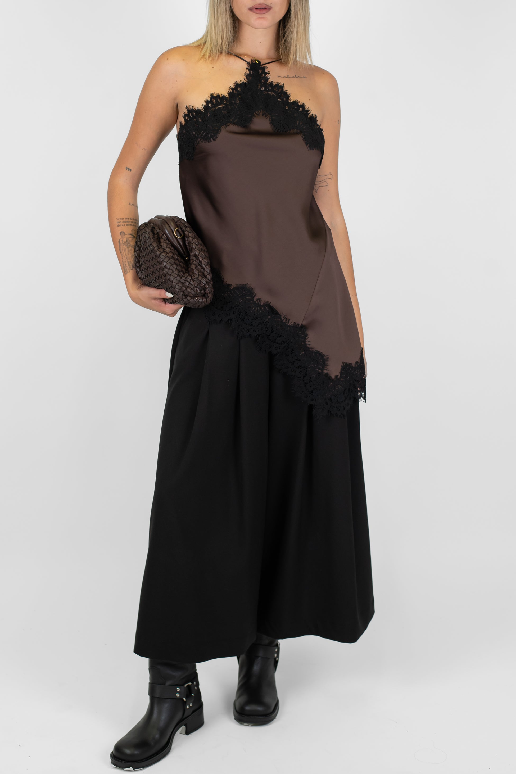 Dixie - Panta-gonna palazzo con pinces ed elastico sul retro