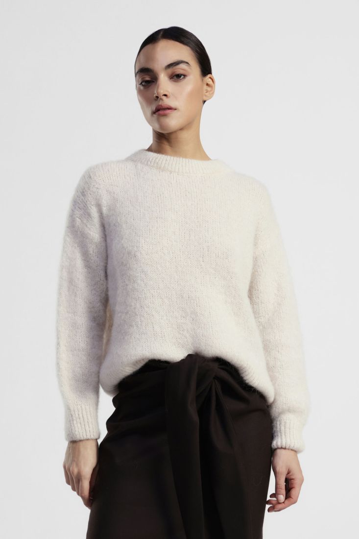 Dixie - Maglione girocollo a maniche lunghe in Baby alpaca