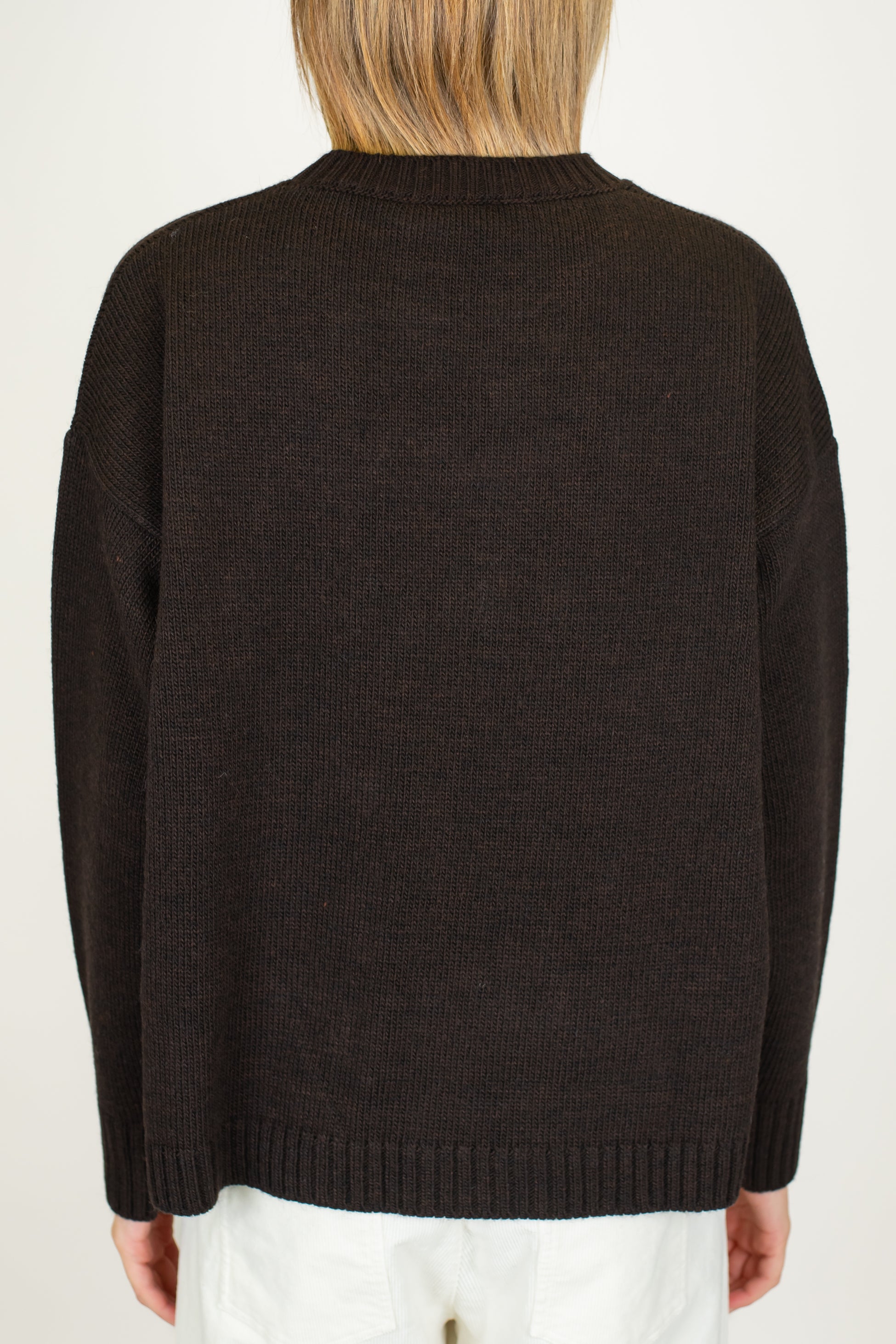 Motel - Maglia girocollo in misto lana con scritta tono su tono "Courmayeur"