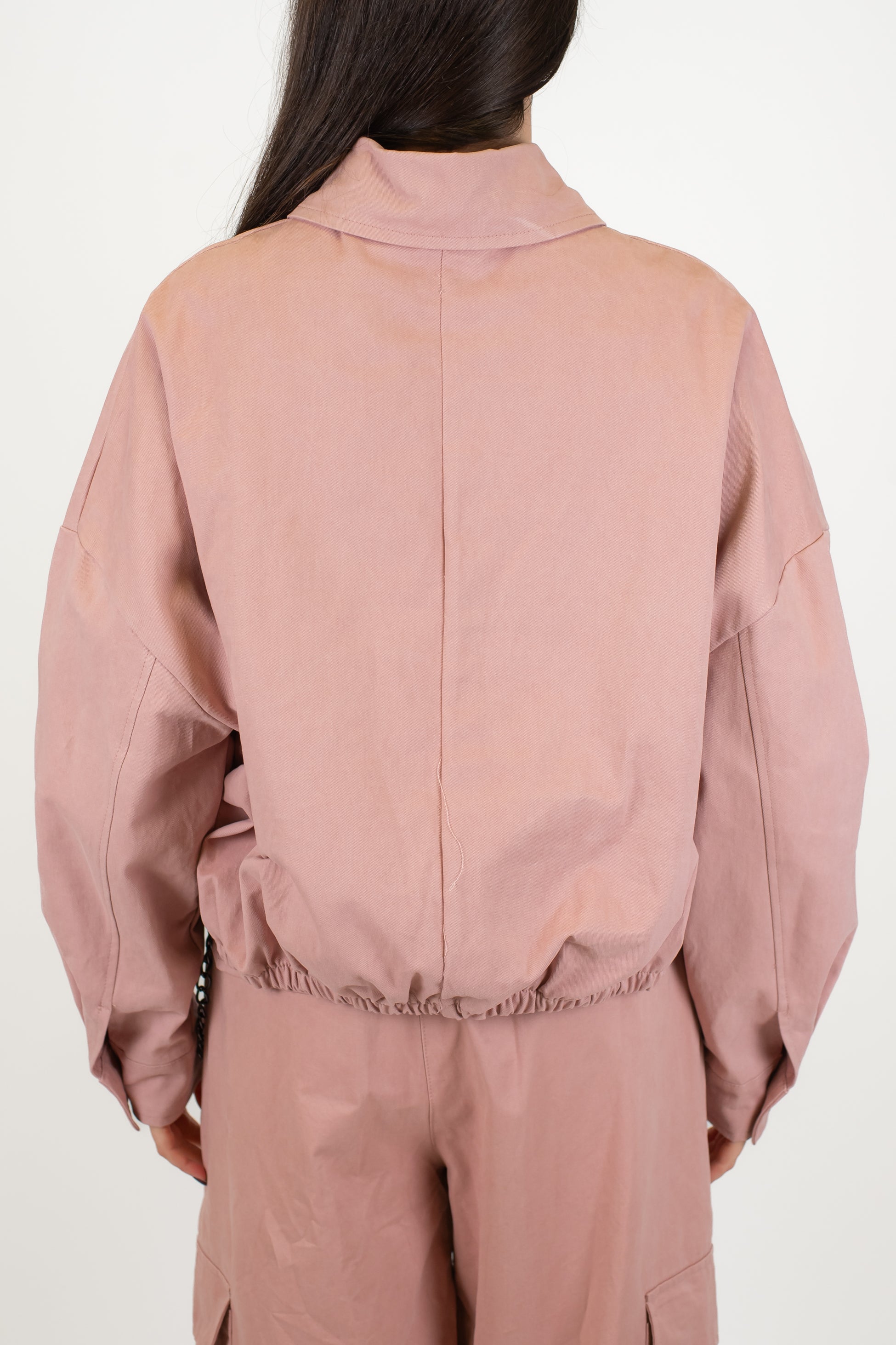 Motel - Bomber over in denim colorato con tasconi laterali