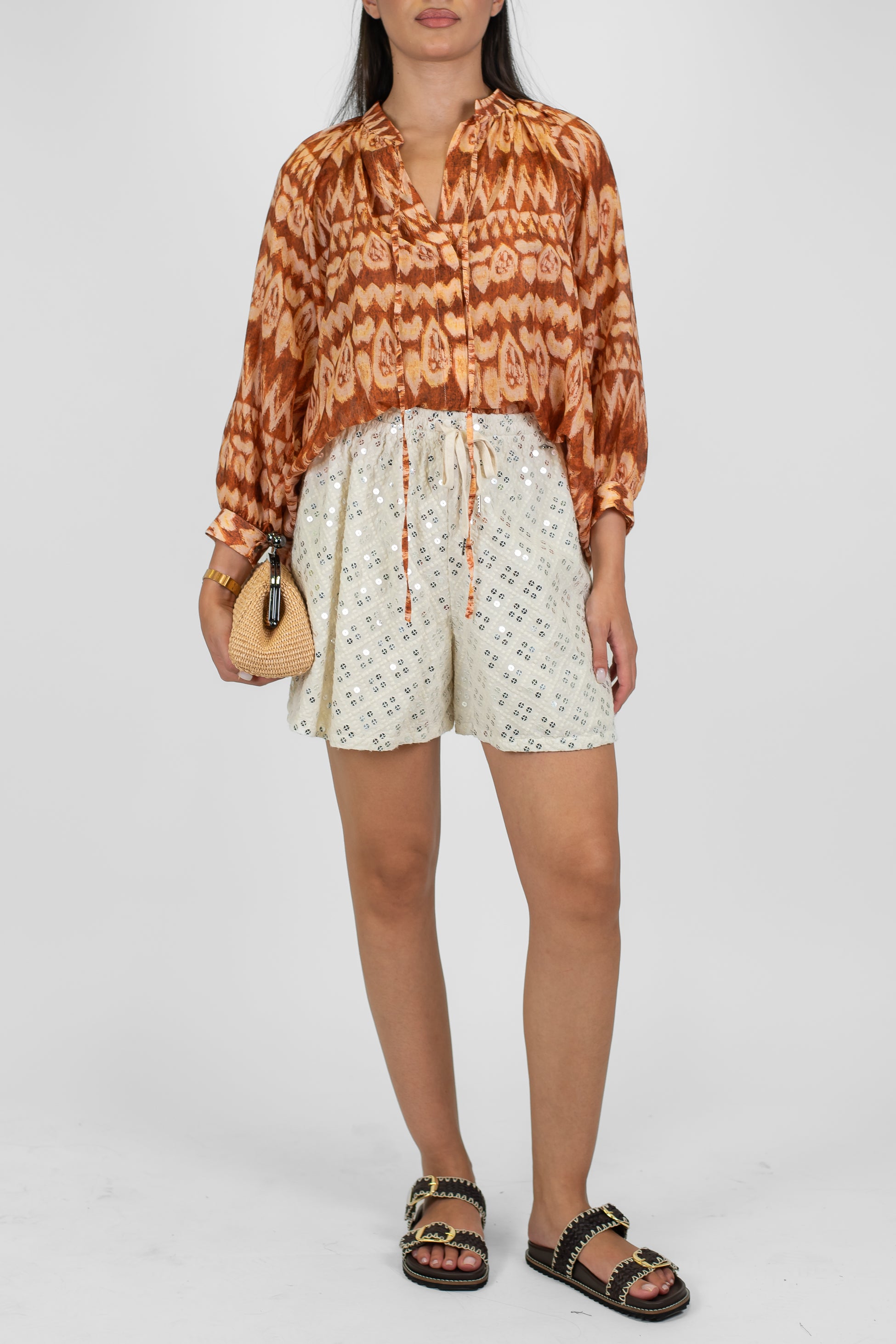 Dixie - Bermuda paillettes con coulisse in vita