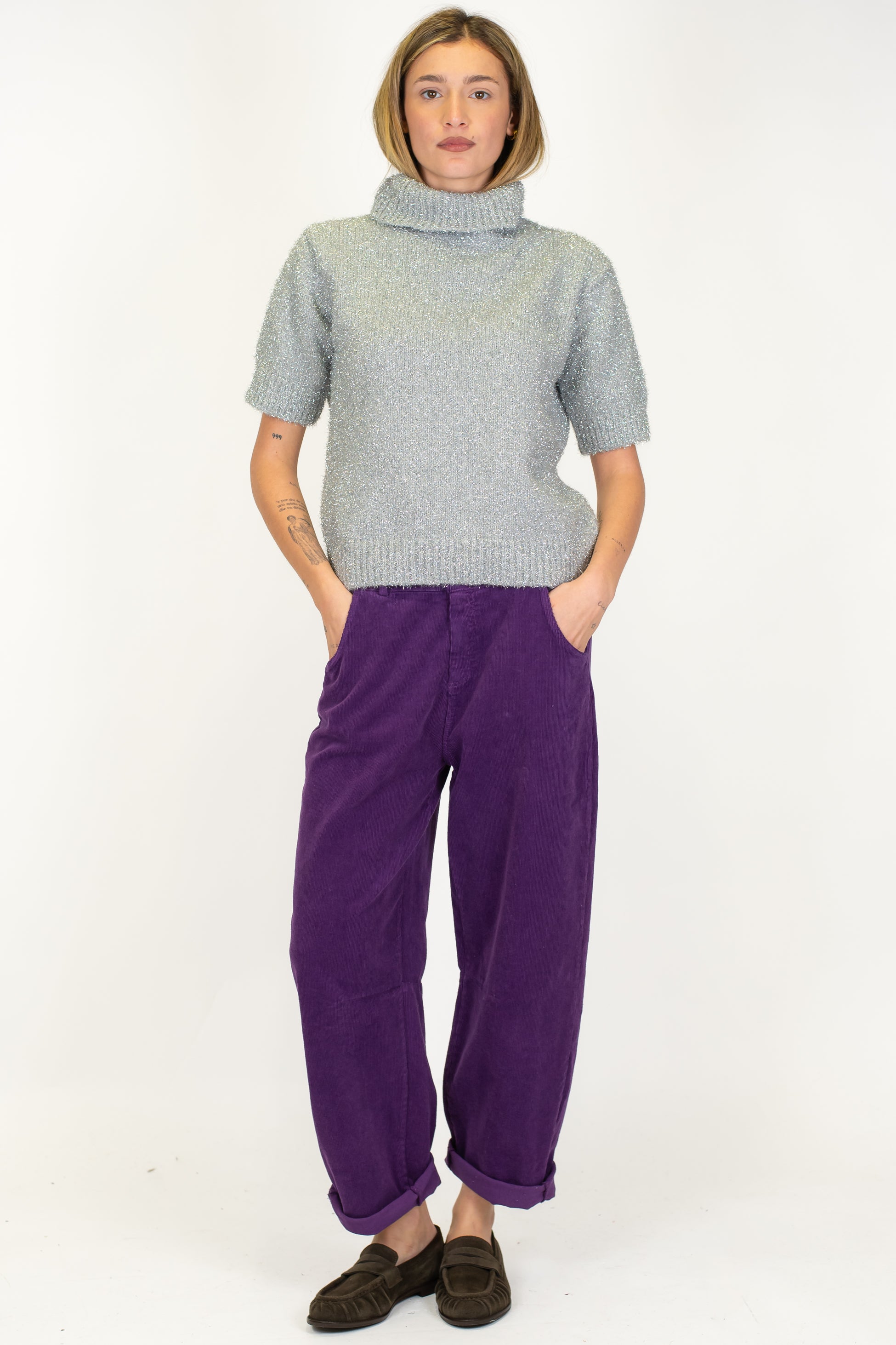 Motel - Pantalone balloon in velluto a coste con elastico sul retro