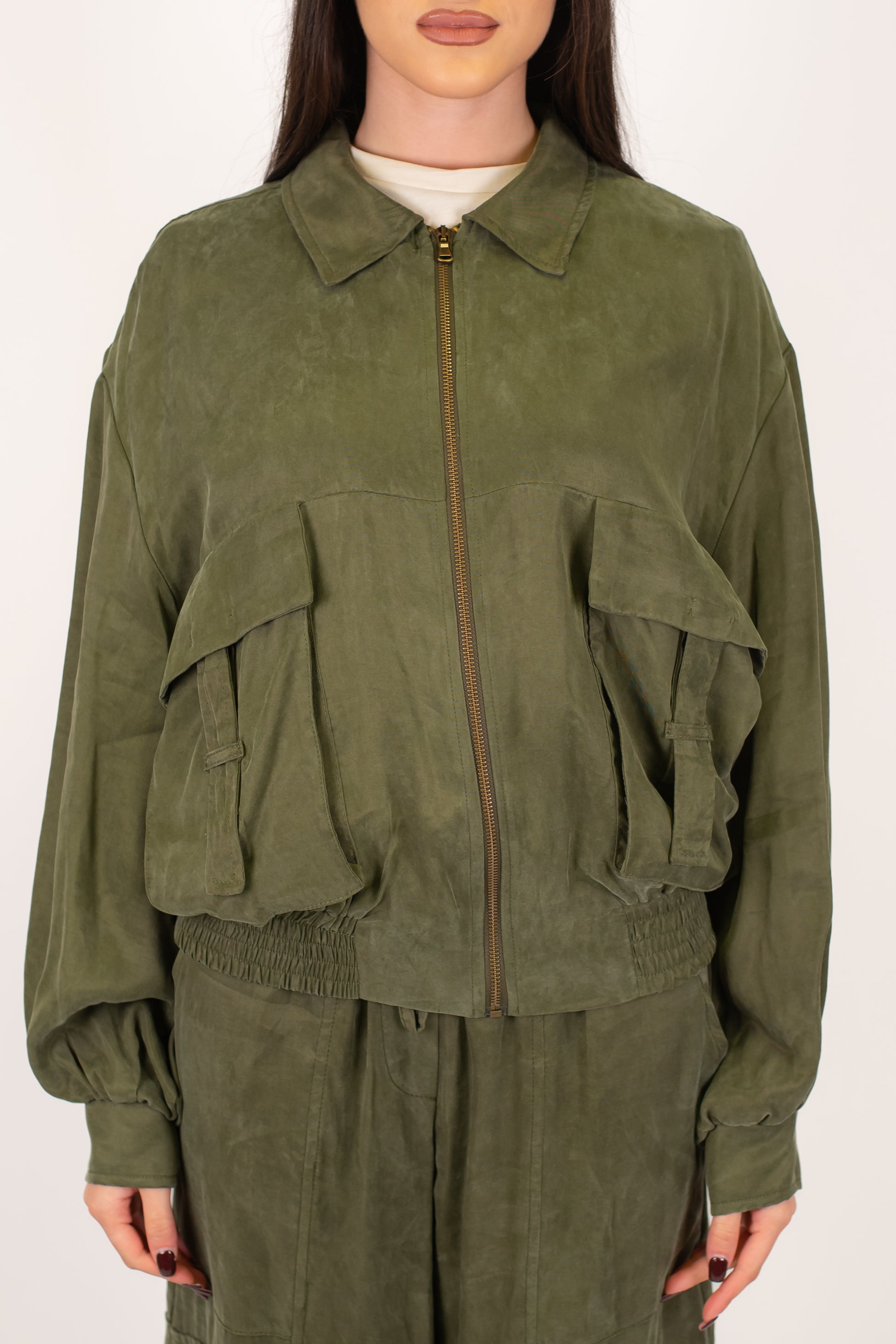 Tensione in - Bomber in lyocell effetto seta con tasconi laterali