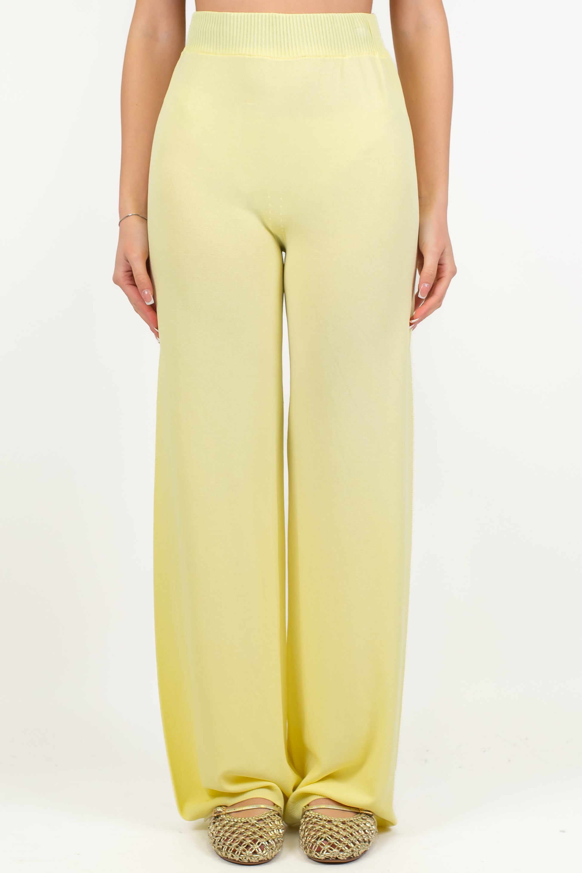 Maryley - Pantalone palazzo in viscosa leggera con elastico in vita