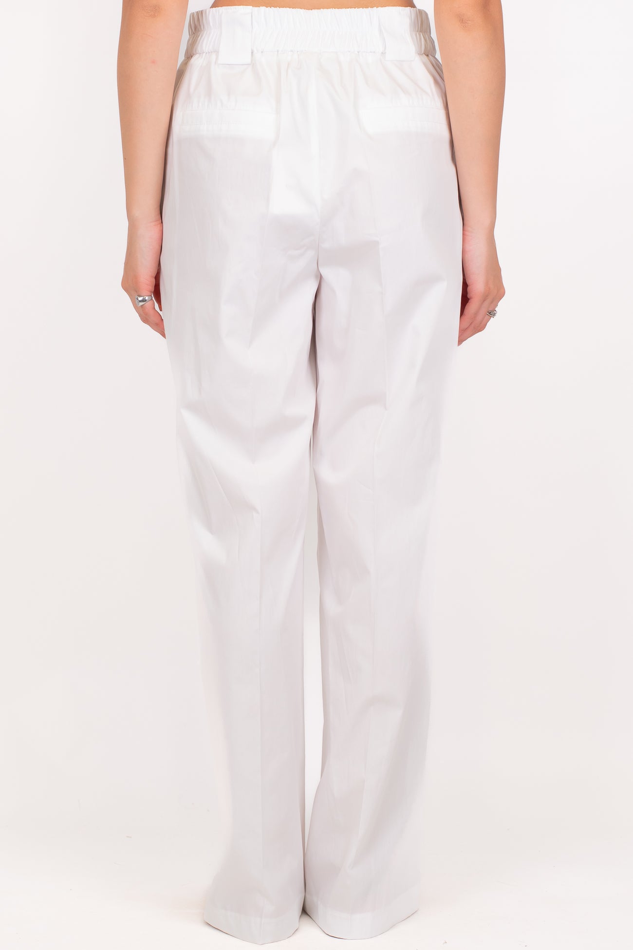 Tensione in - Pantalone palazzo in cotone leggero tela paracadute con elastico sul retro