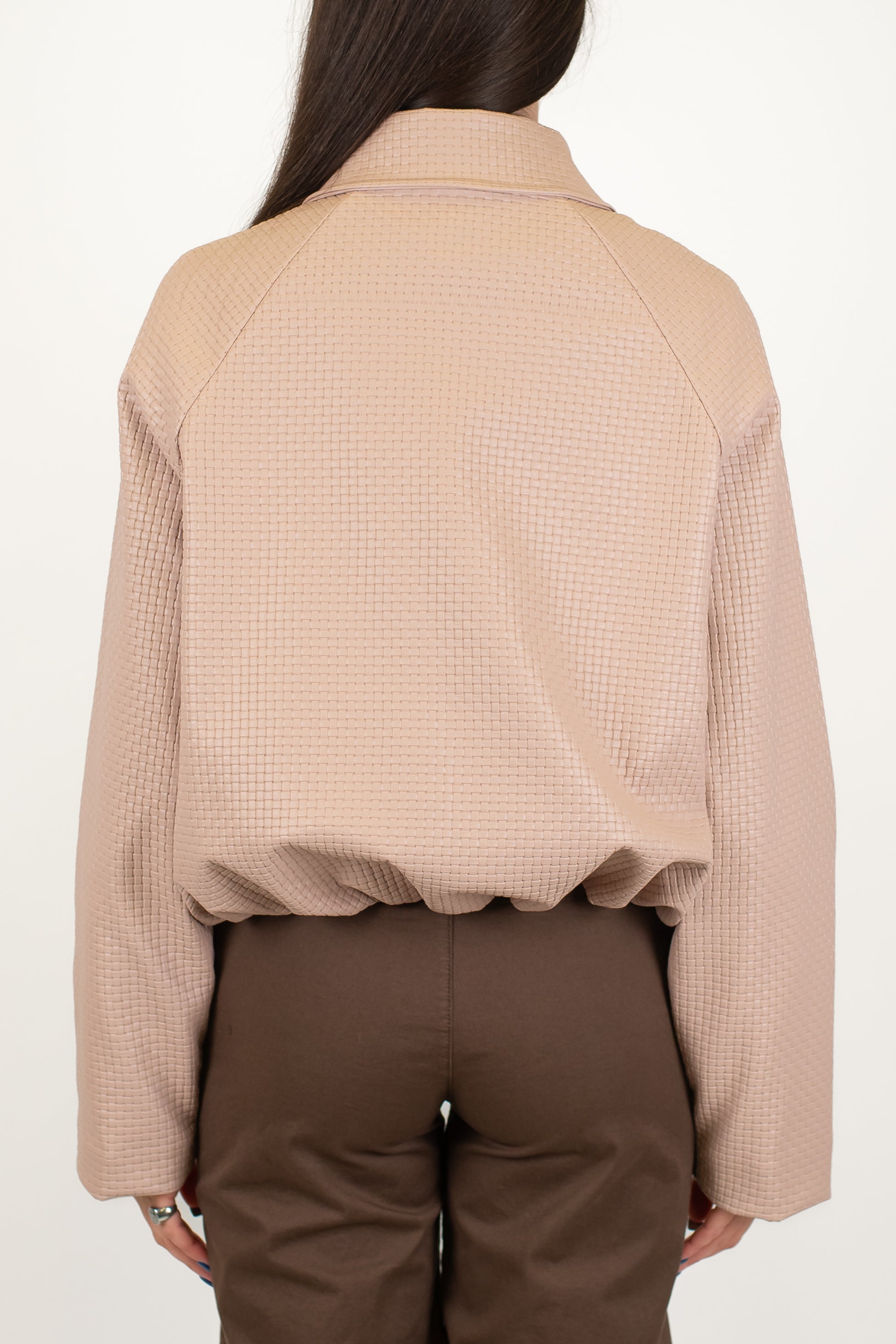 Haveone - Bomber in ecopelle intrecciata con chiusura bottoni