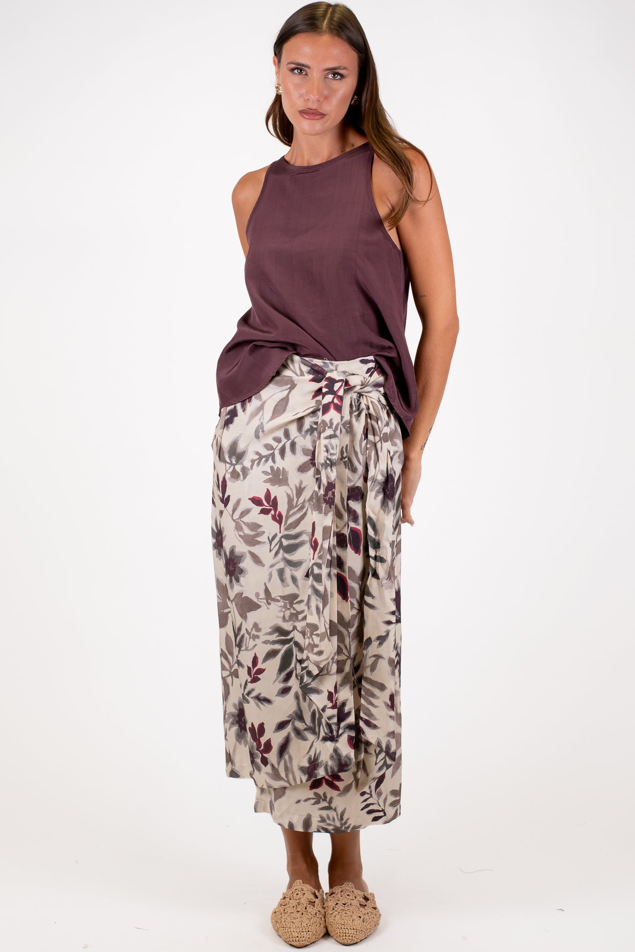 Maryley - Gonna pareo in viscosa fantasia fiori