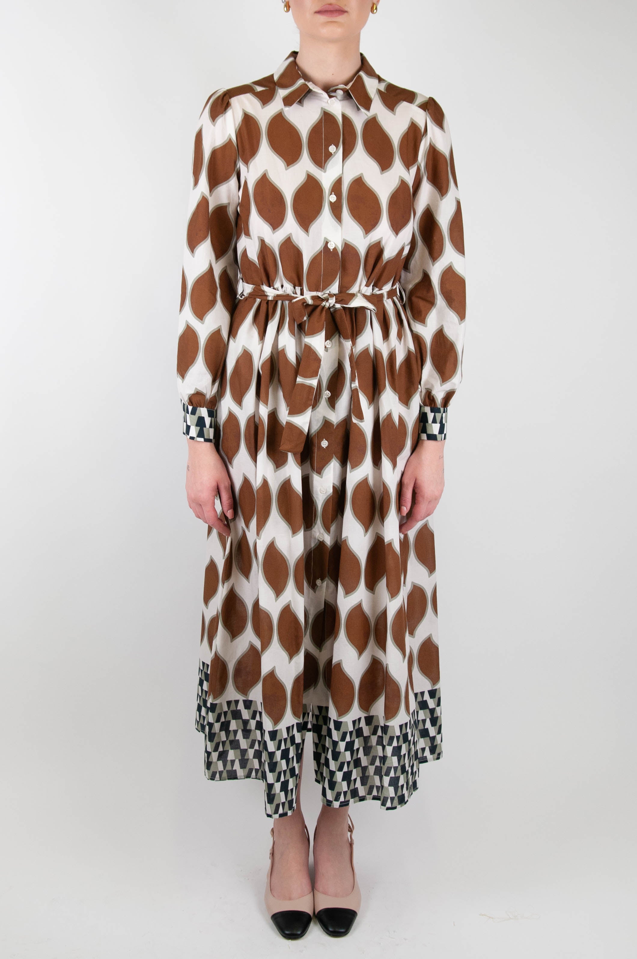 Dixie - Abstract patterned shirtdress with contrasting bottom