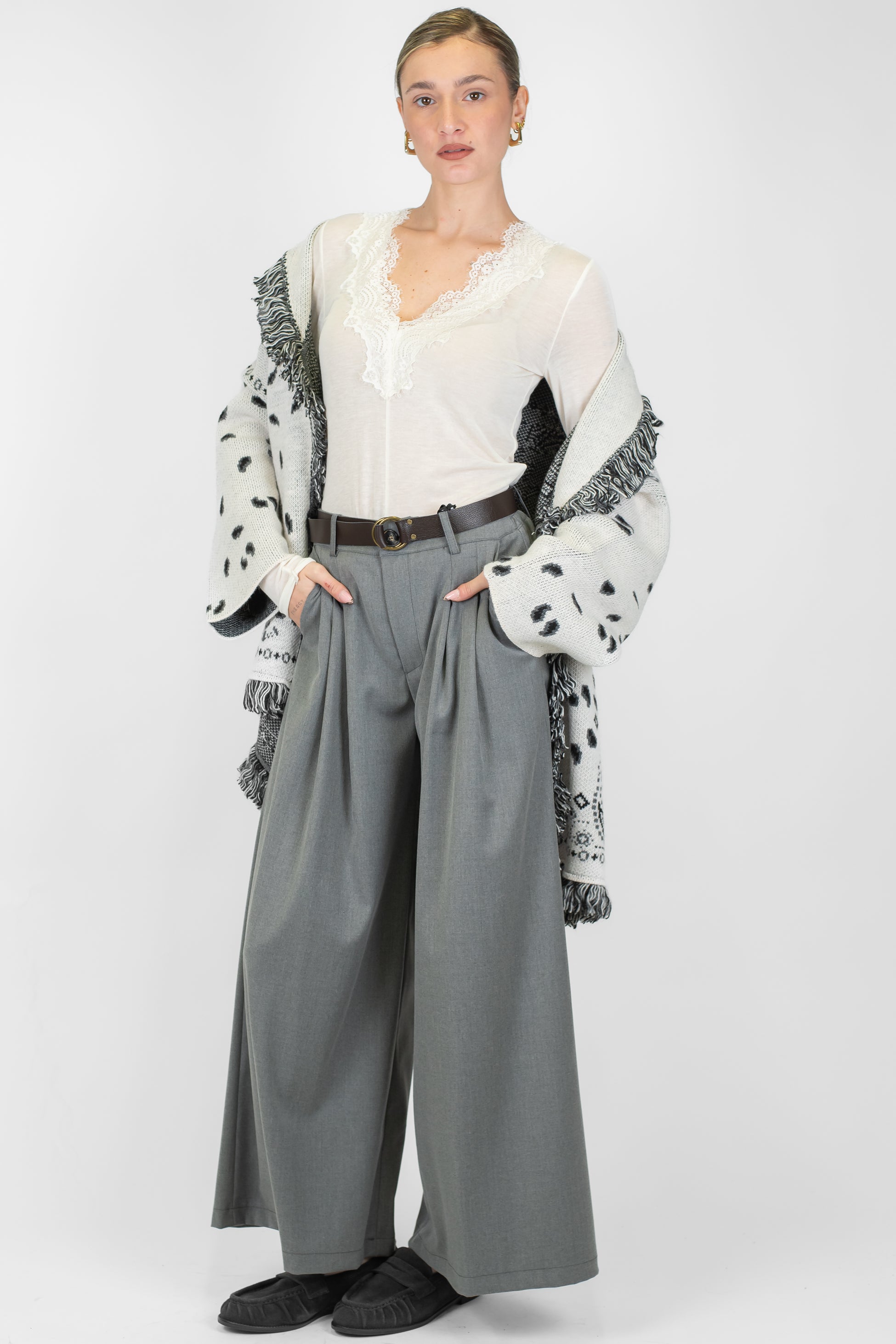 Haveone - Pantalone palazzo con pinces