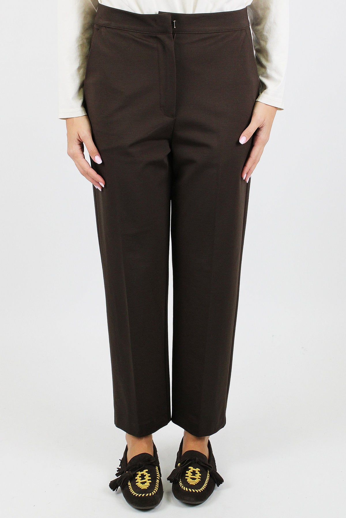 Haveone - Pantalone regular in punto milano con chiusura a scomparsa