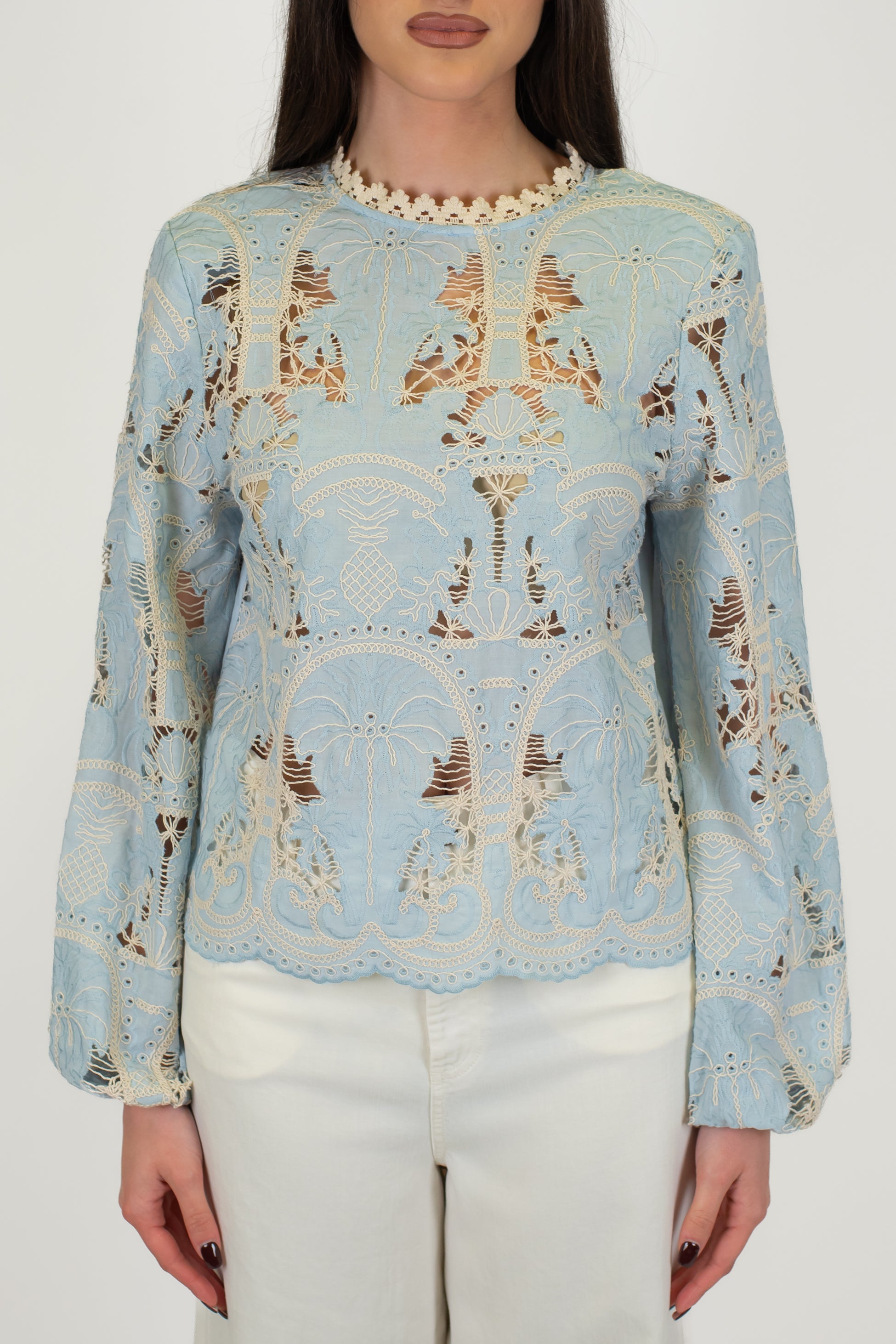 Tensione in - Camicia manica lunga in pizzo di cotone