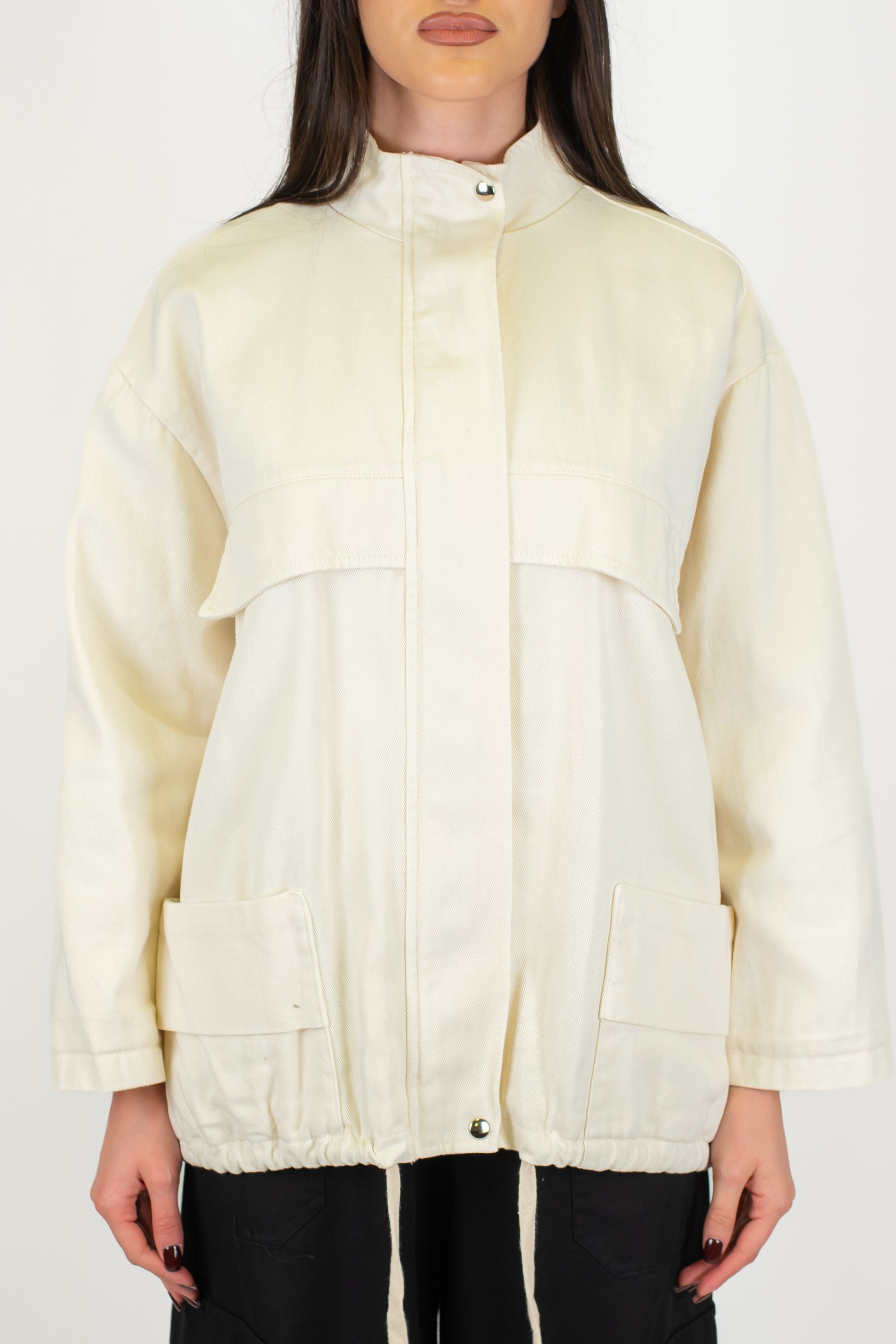 Haveone - Bomber over in denim colorato con elastico sul fondo