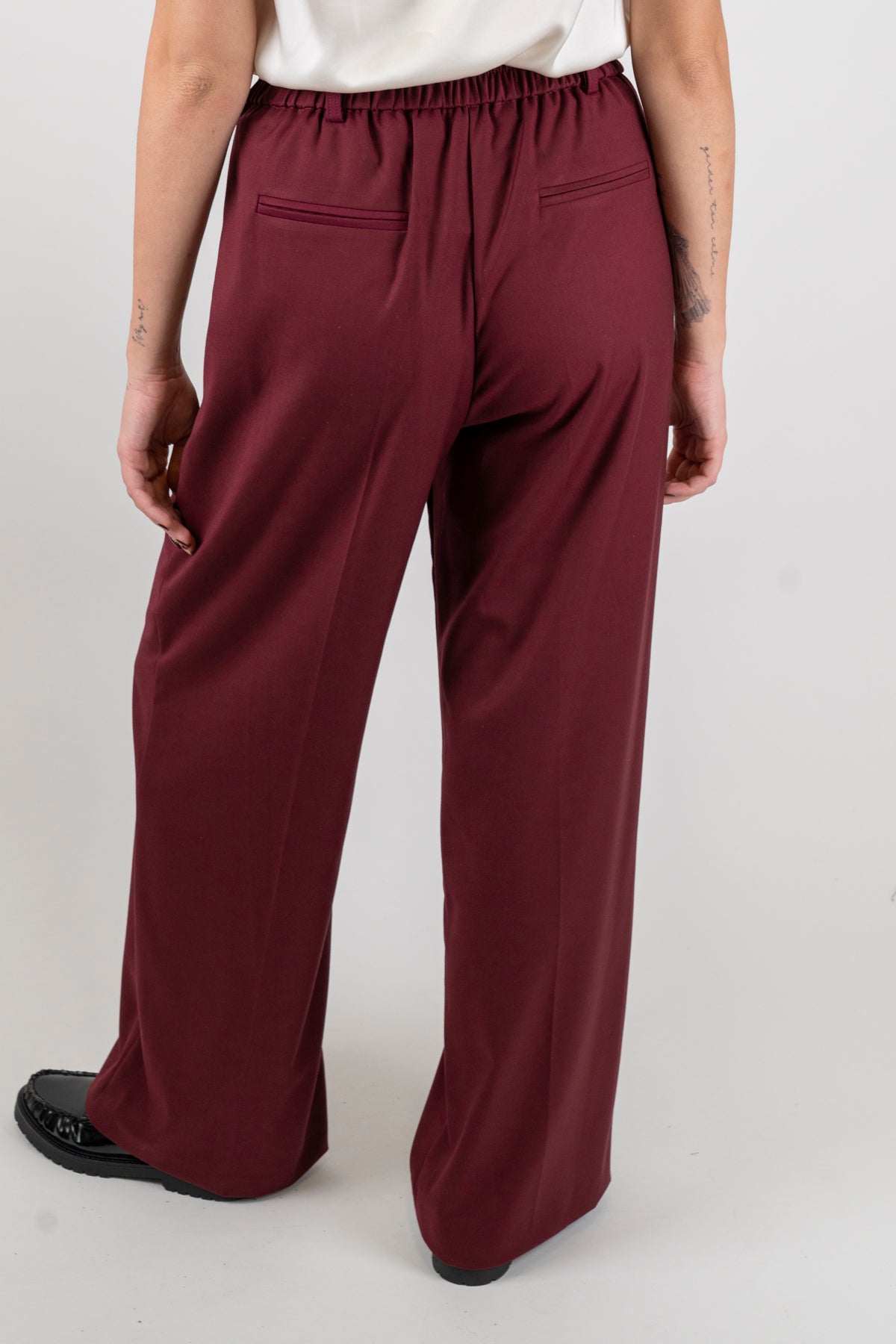 Haveone - Pantalone palazzo con elastico sul retro e doppio passante cintura