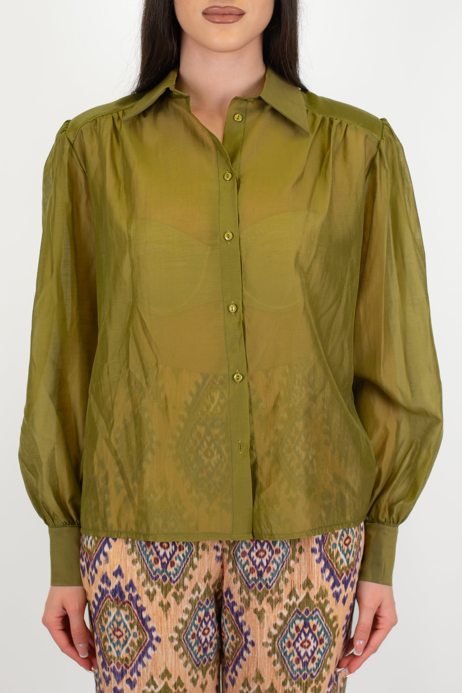 Motel - Camicia tinta unita in organza