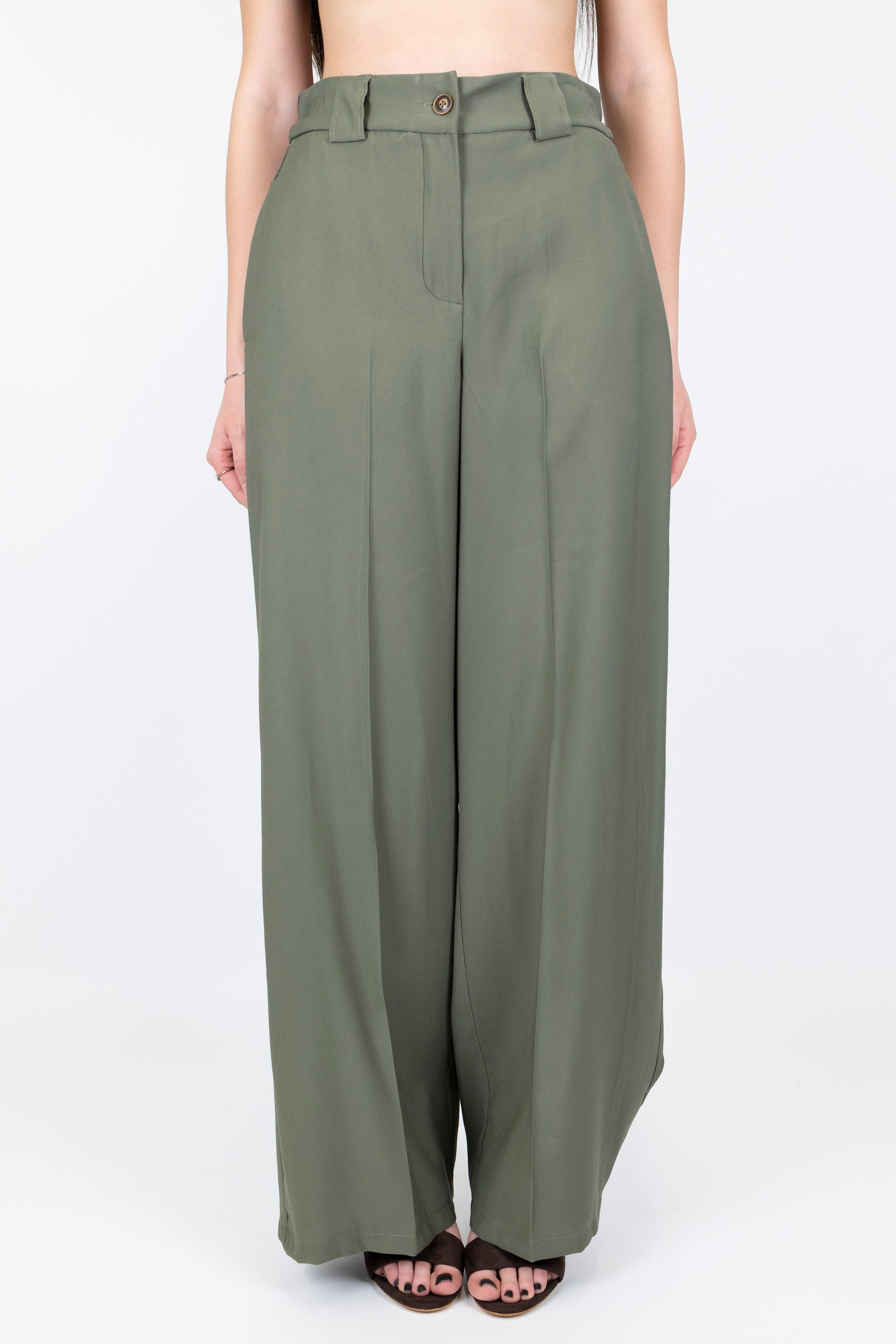 Tensione in - Pantalone palazzo in viscosa leggera con elastico sul retro
