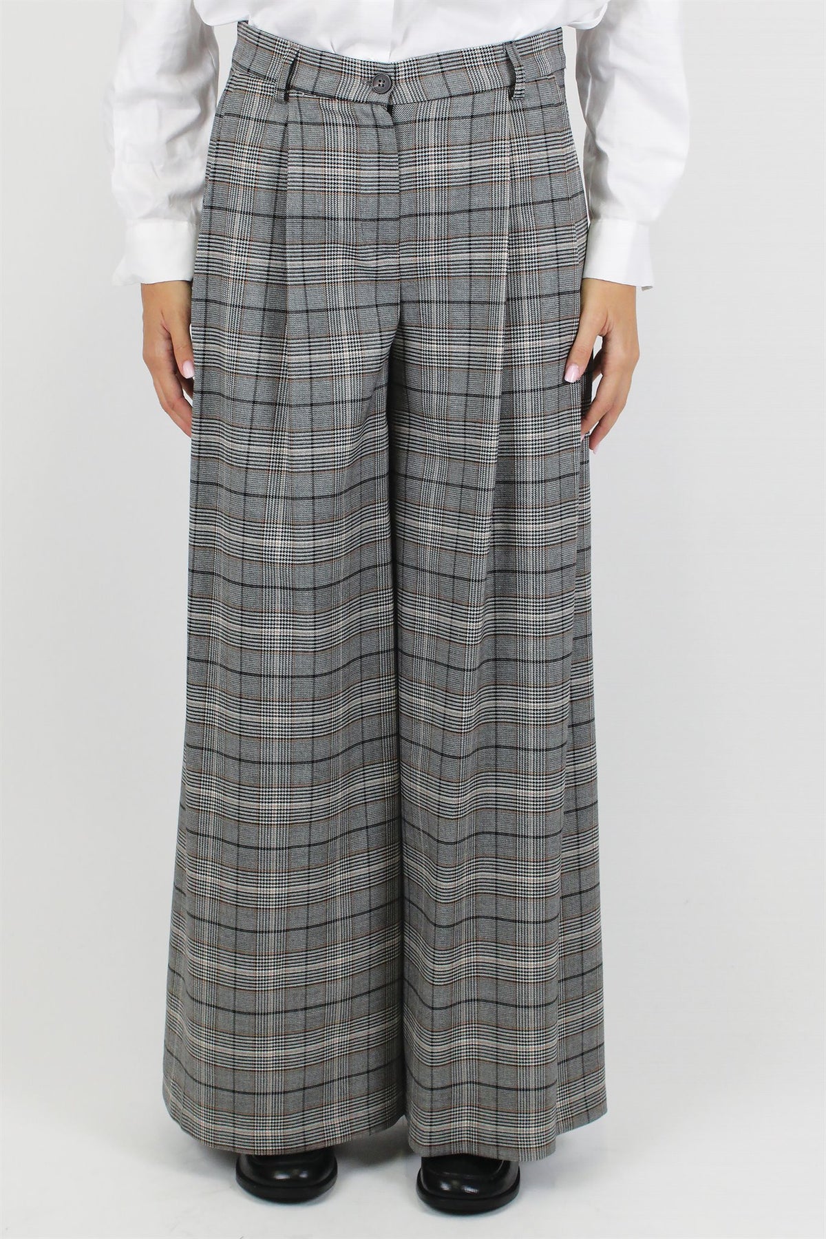 Tensione in - Pantalone palazzo fantasia principe di galles con pinces