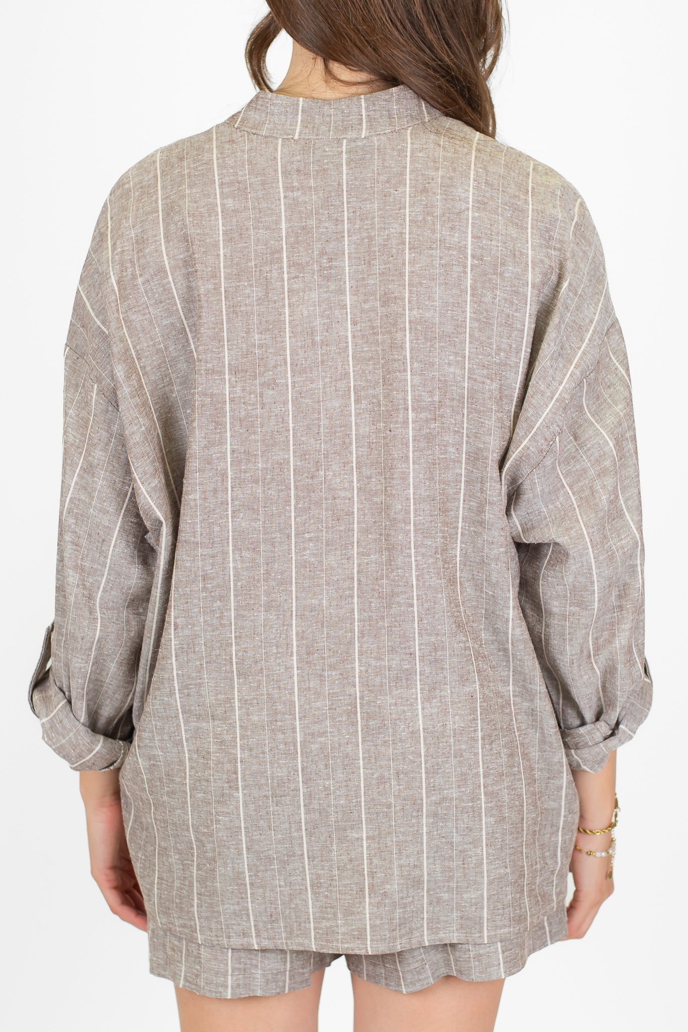 Haveone - Camicia over gessata in misto lino