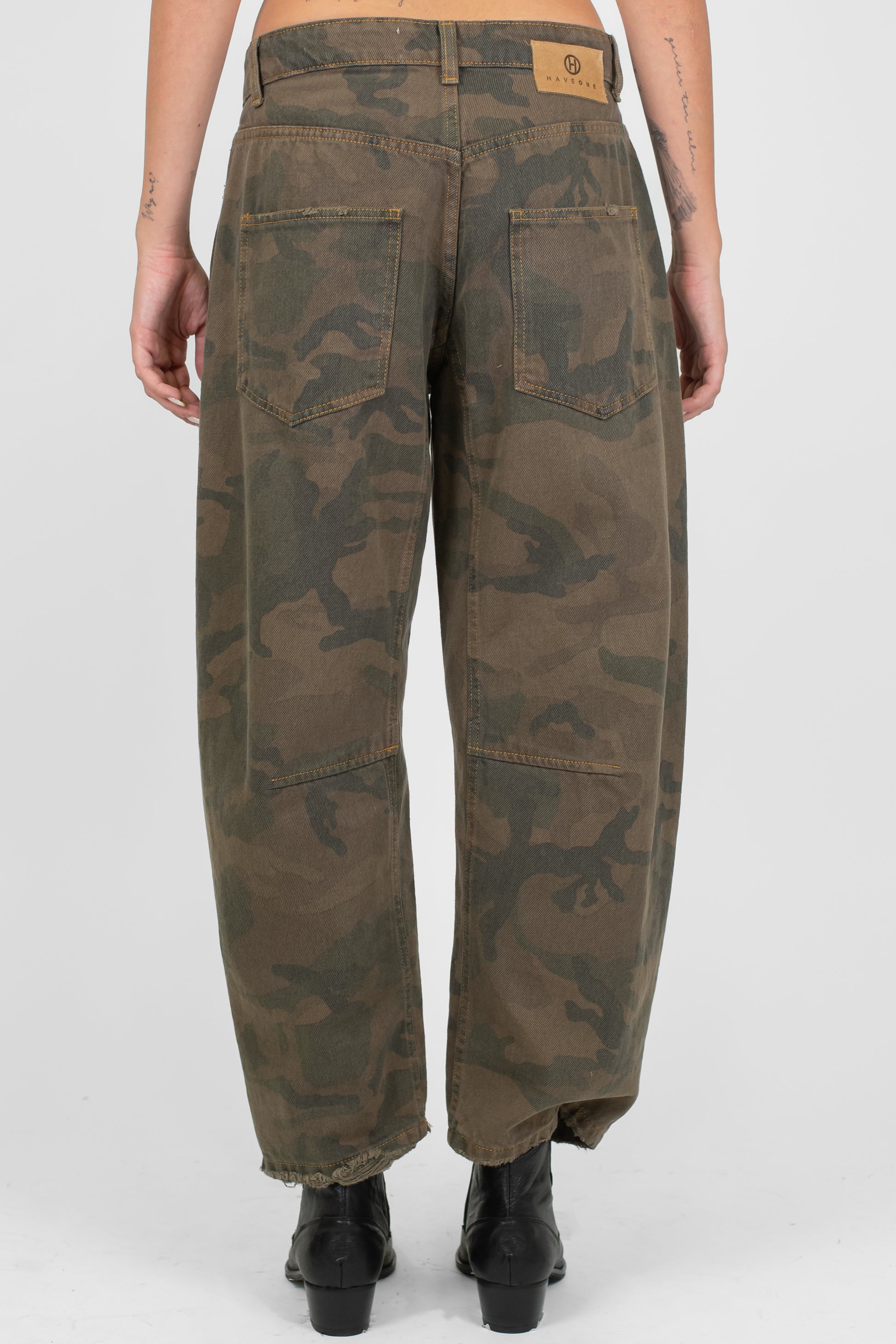Haveone - Pantalone balloon in denim fantasia camouflage