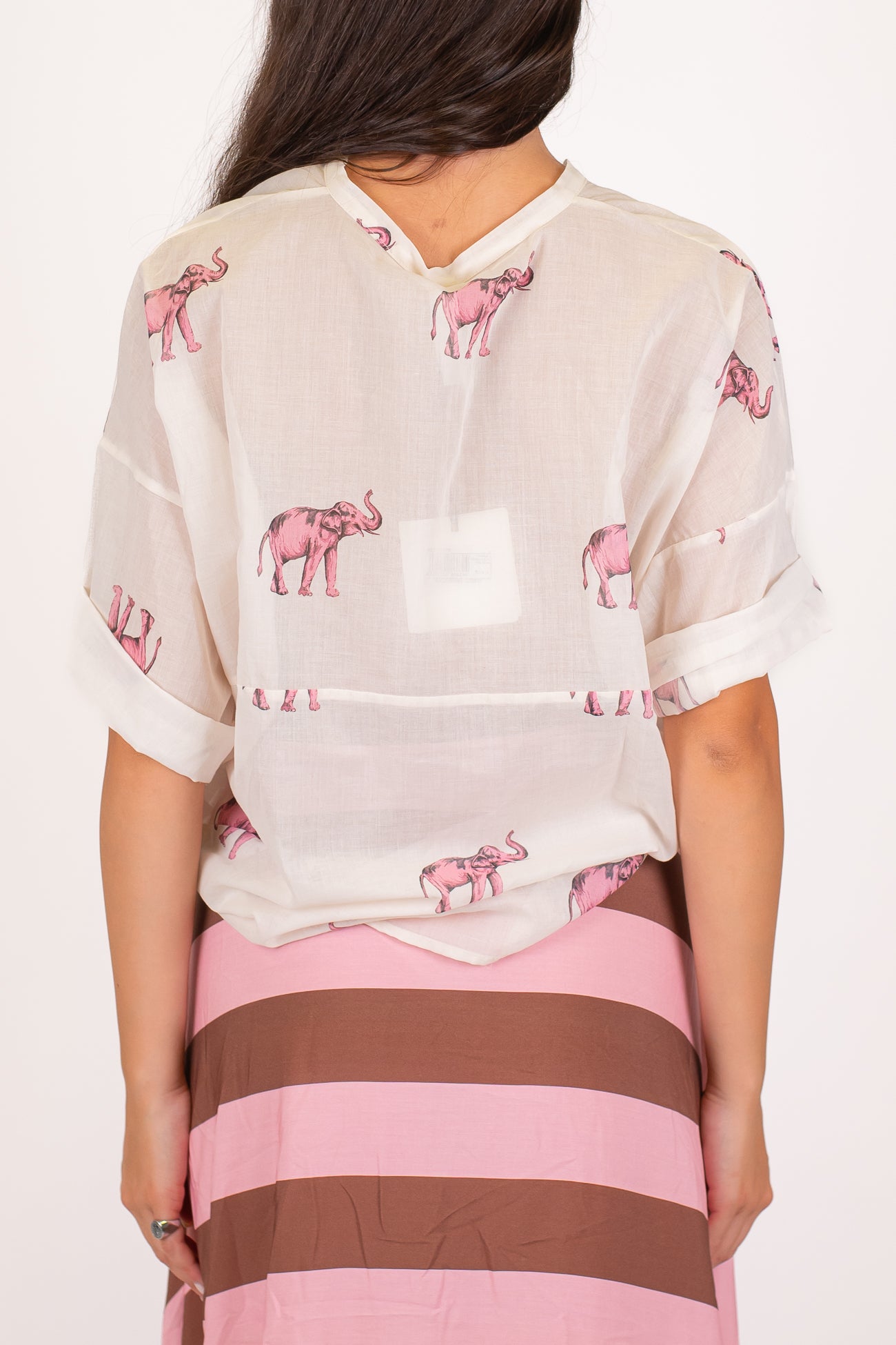 Tensione in - Camicia in mussola di cotone con elefanti