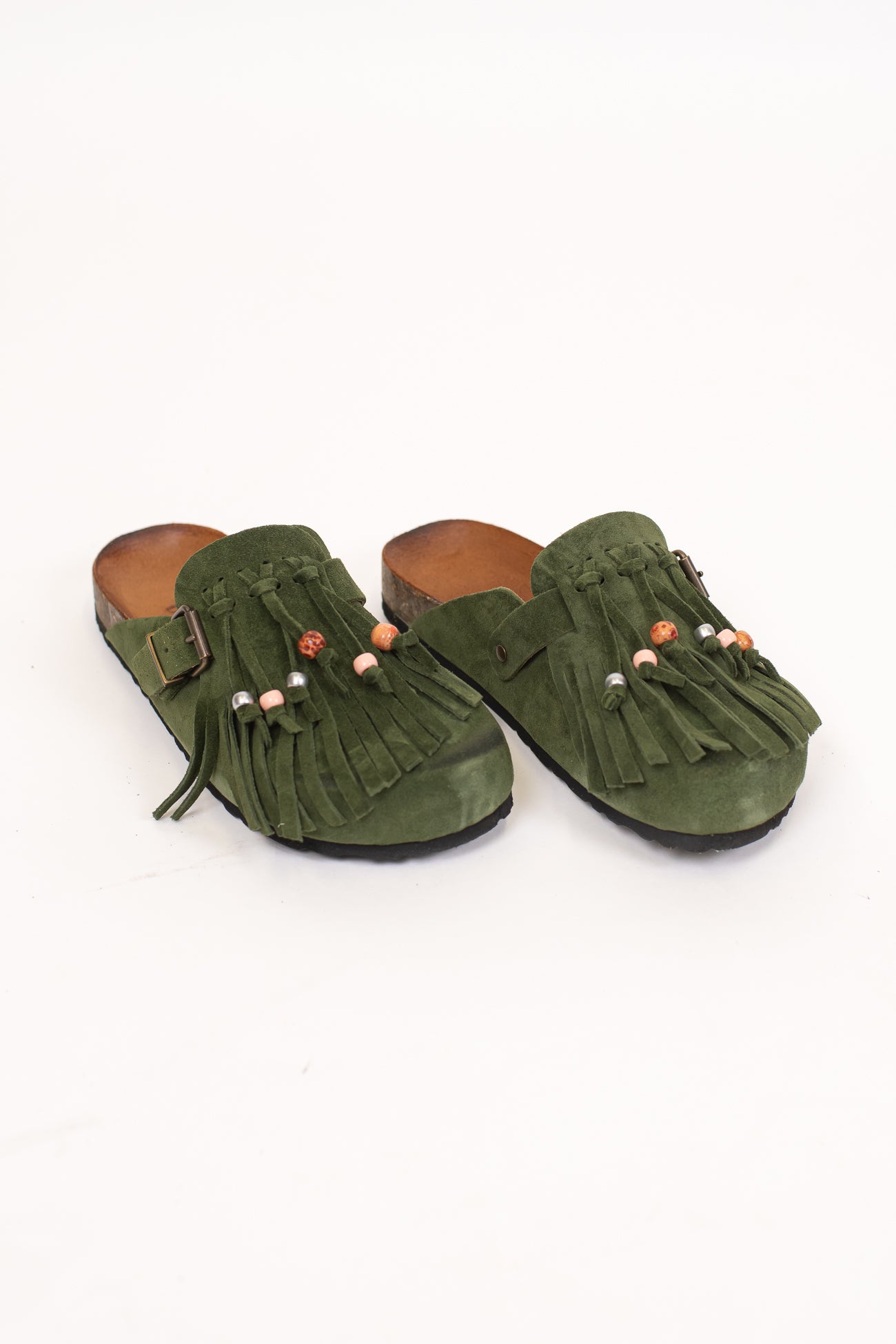 Ovyé - Mules in suede con frange e perline