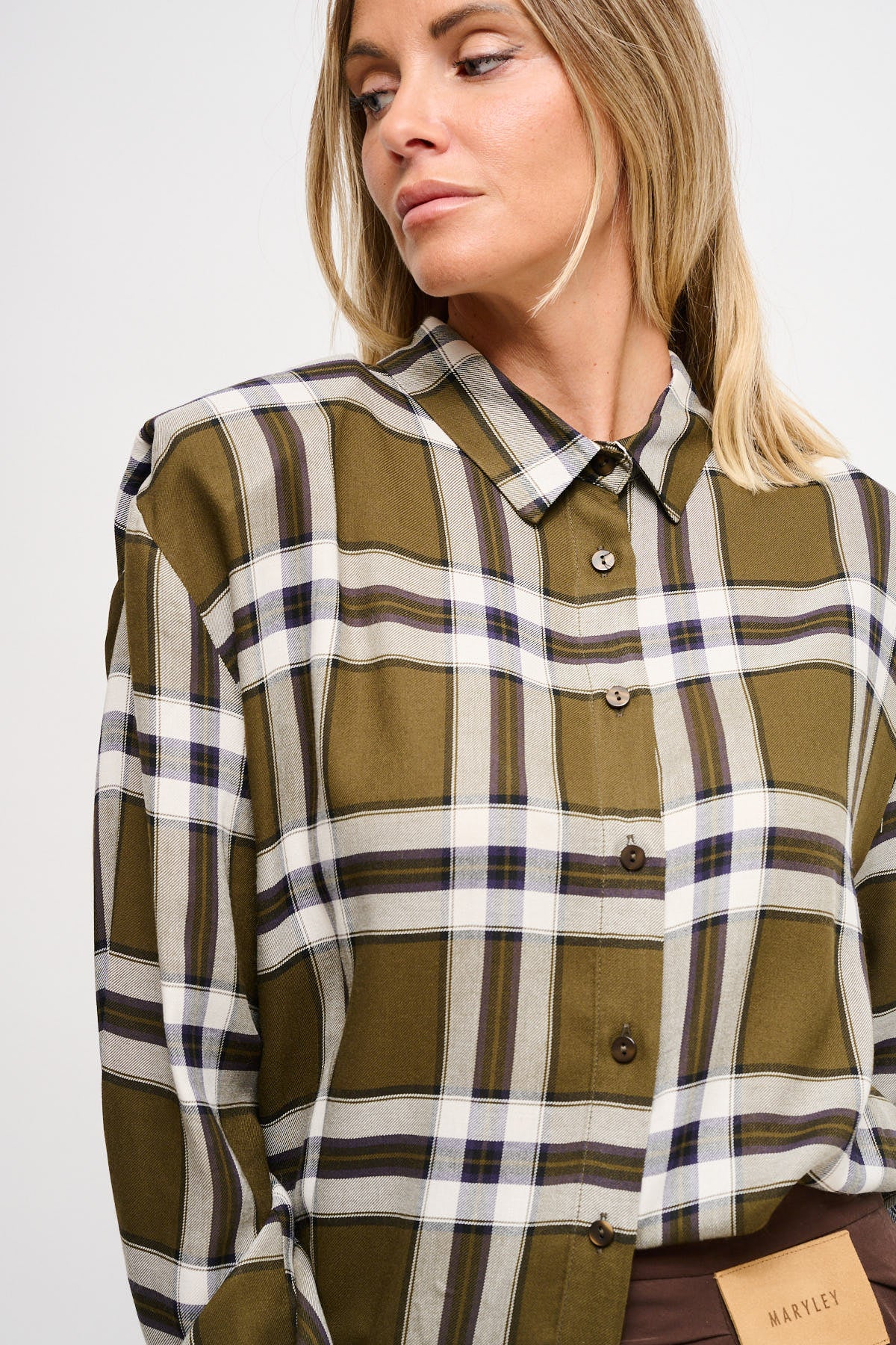 Maryley - Camicia fantasia check con spalline