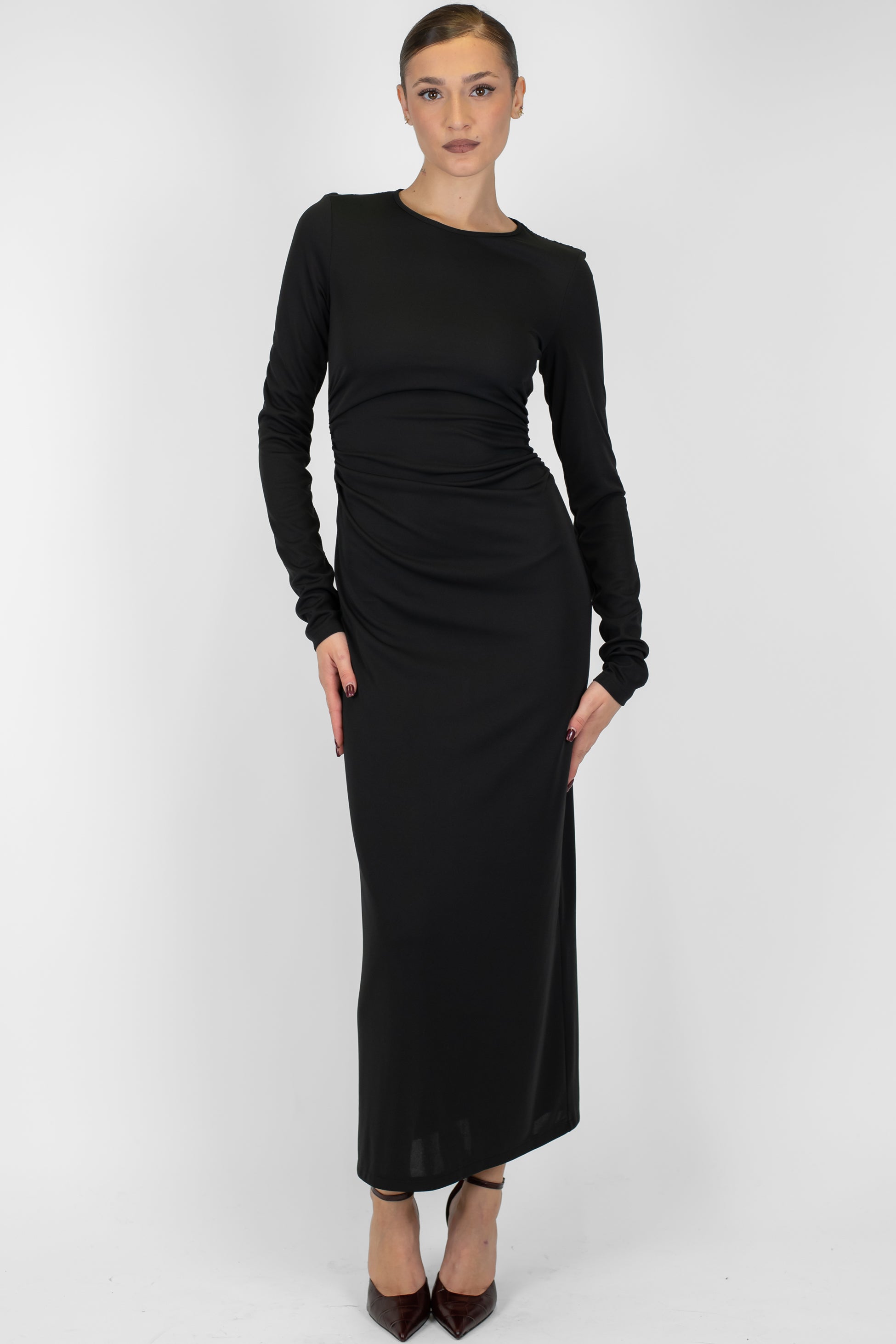 Imperial - Abito lungo con arriccio e anello sul retro