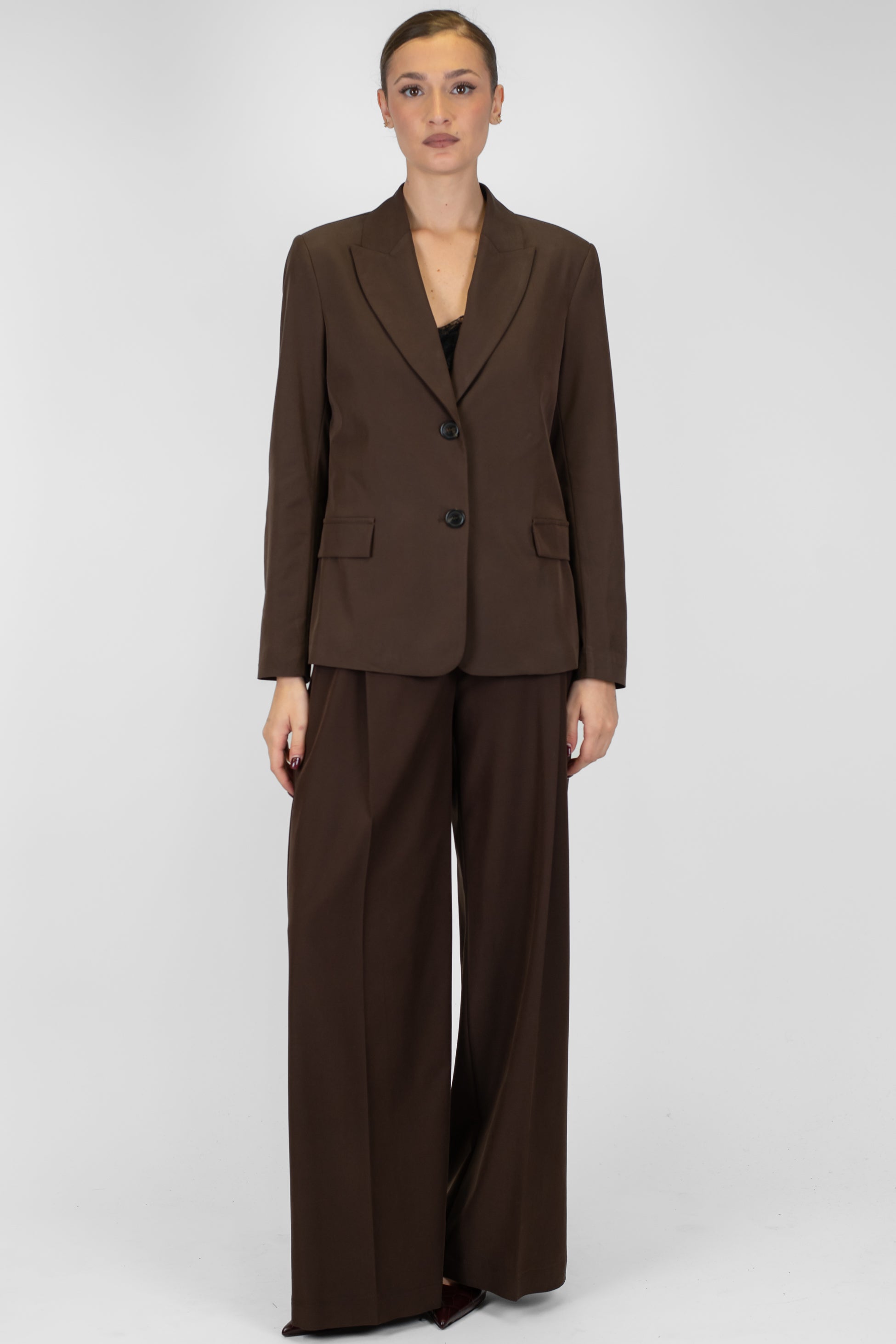 Maryley - Pantalone palazzo in tencel con elastico sul retro