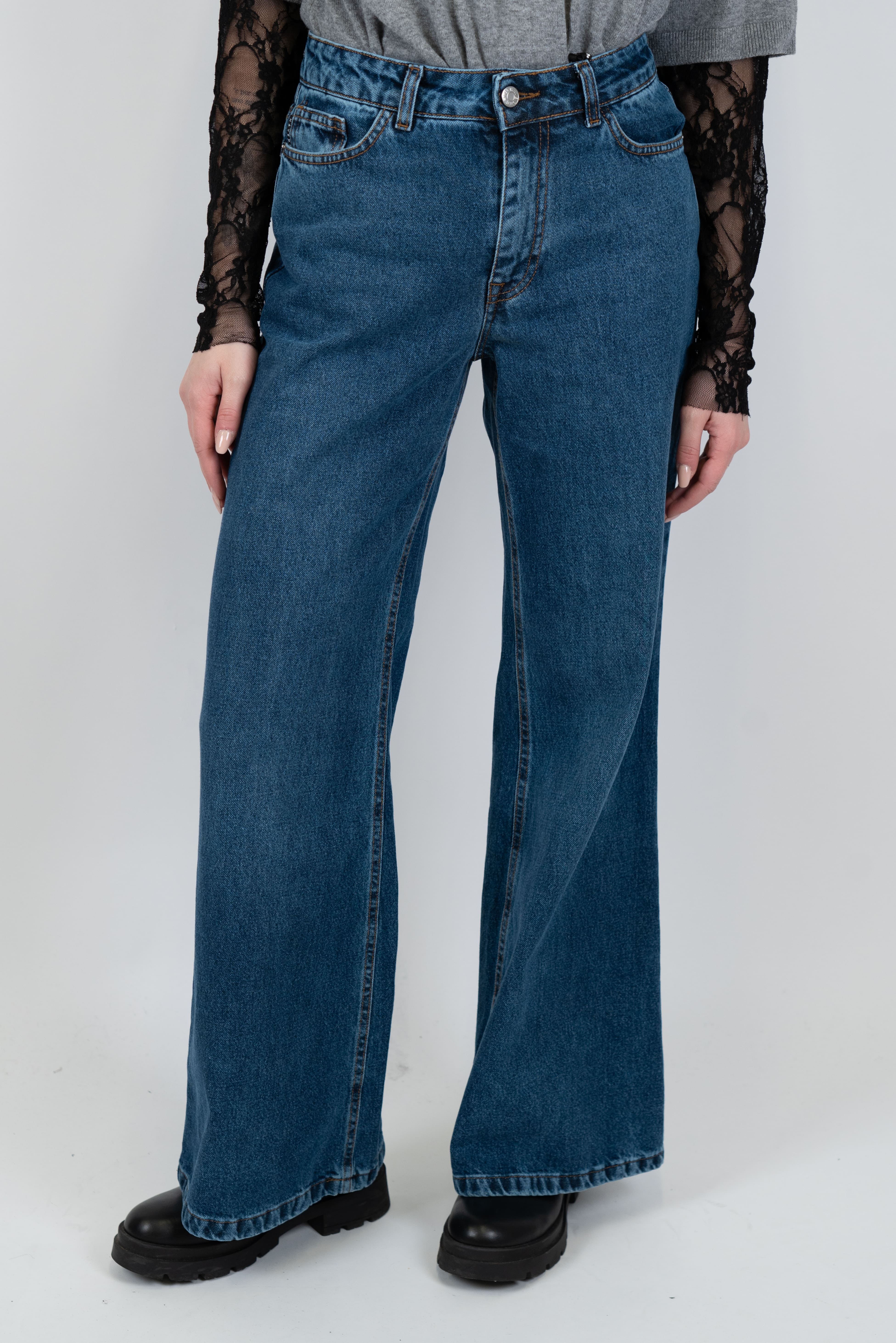 Haveone - Jeans palazzo a vita alta