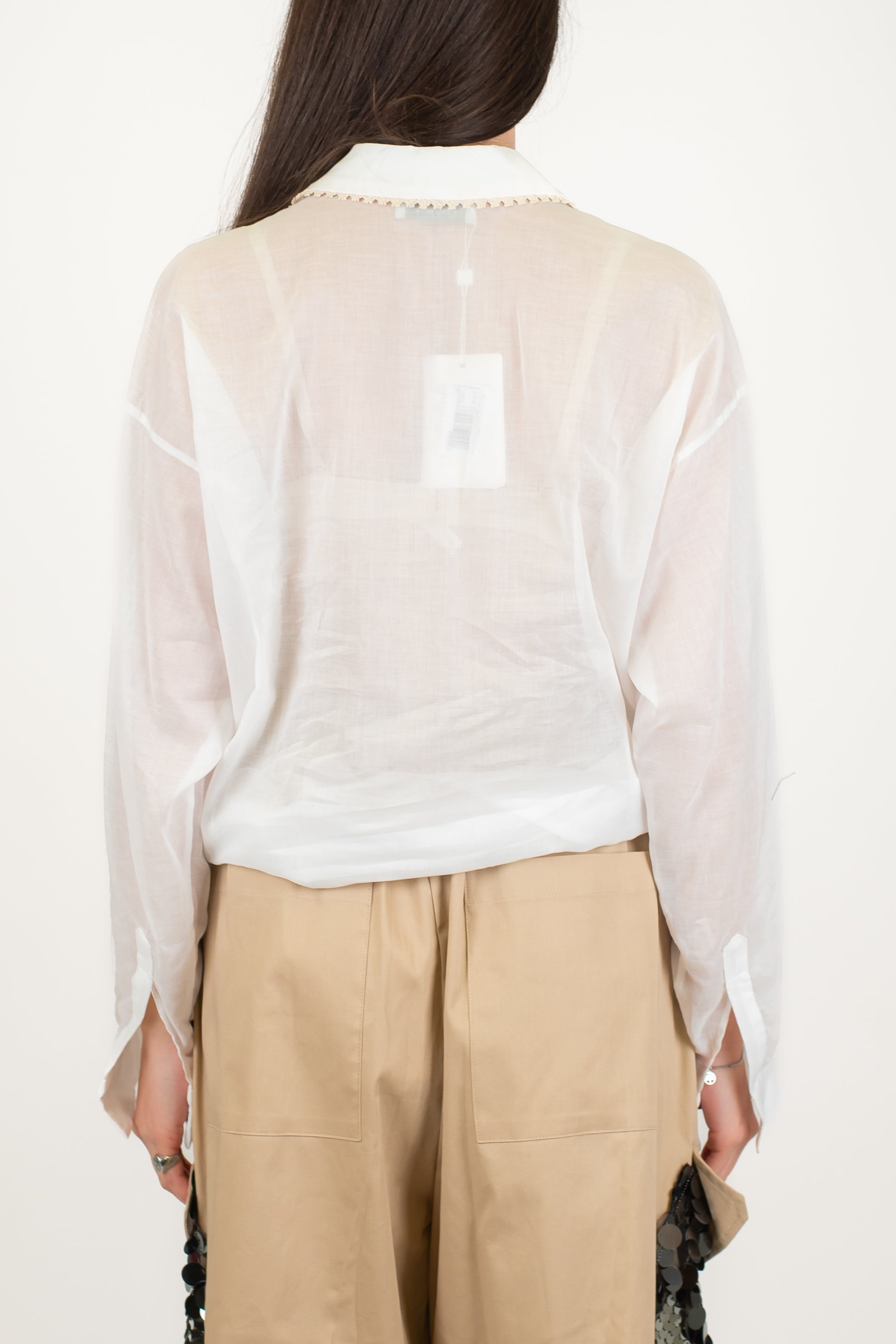 Motel - Camicia in mussola di cotone con tasca in crochet