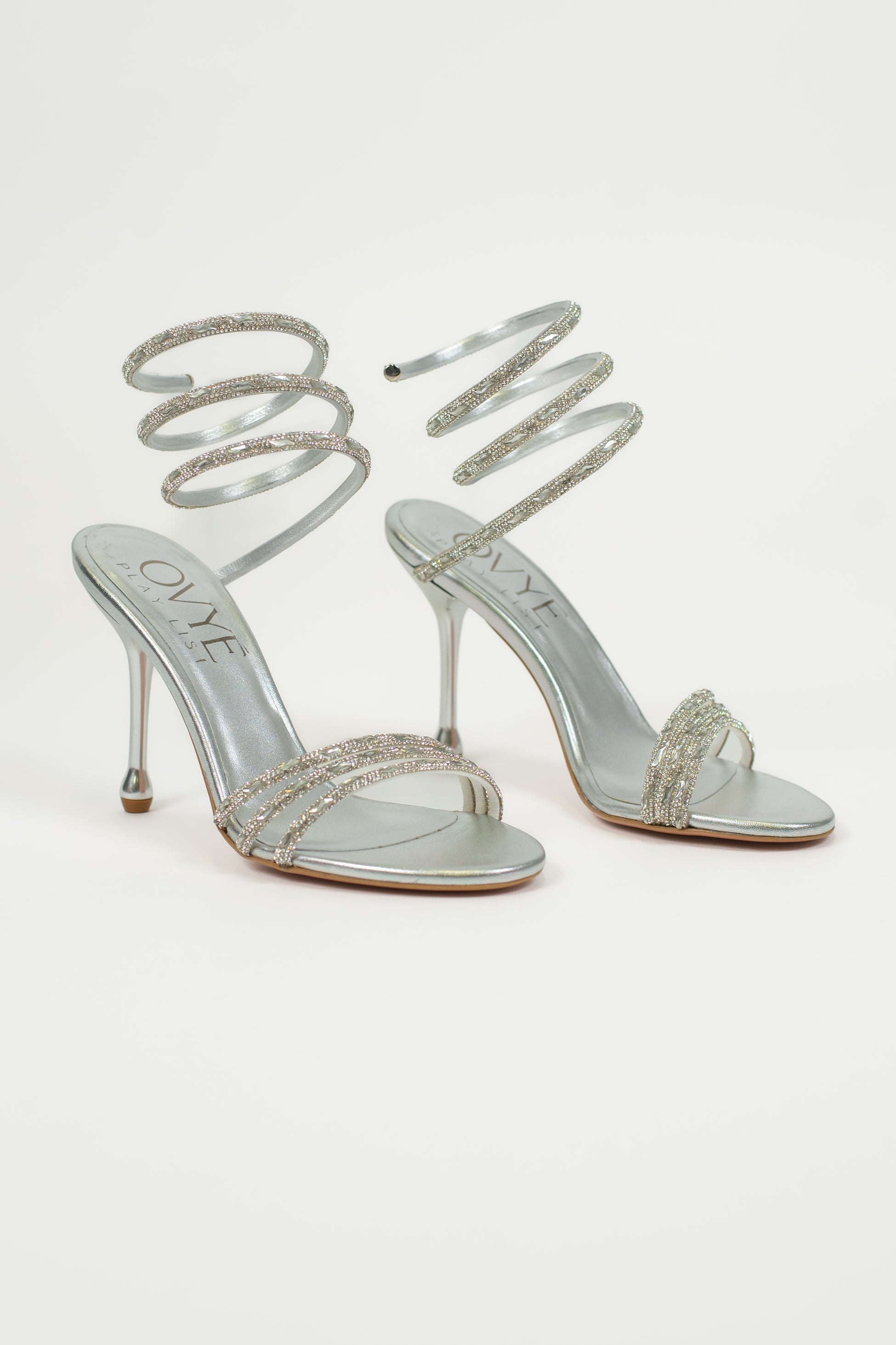 Ovyé - Sandalo gioiello con spirale alla caviglia e strass