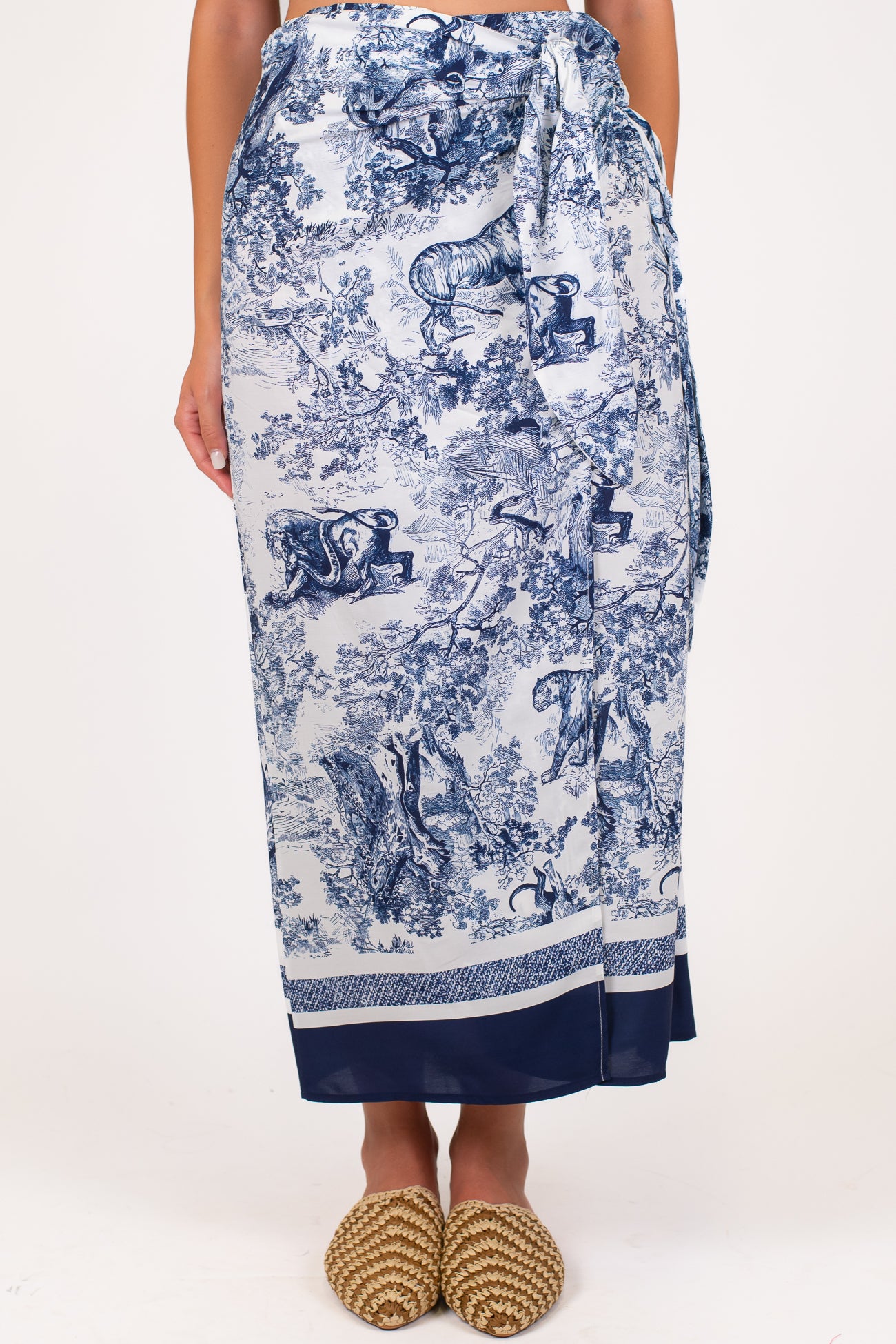 Tensione in - Gonna pareo fantasia toile de jouy in viscosa leggera